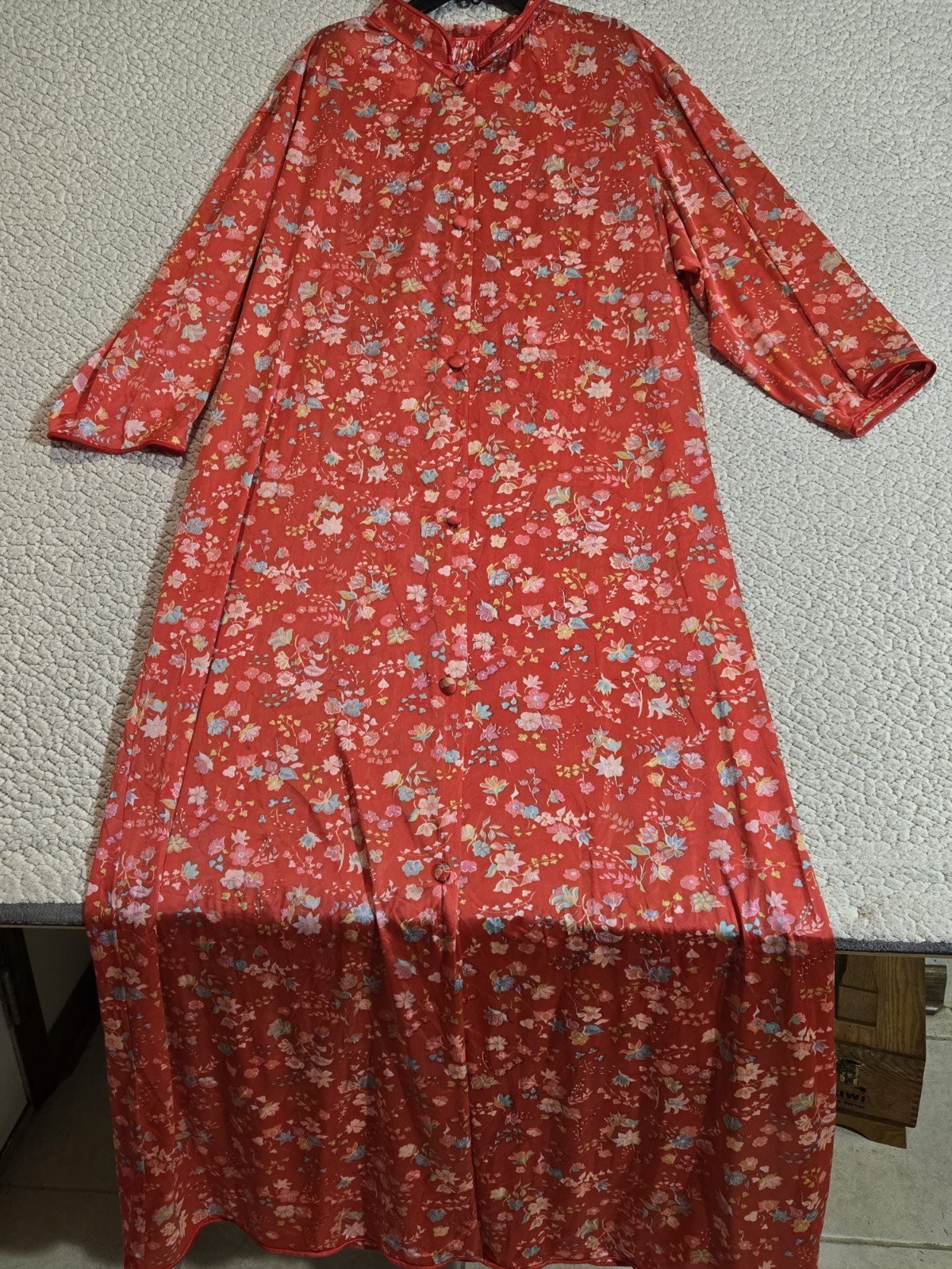 Vintage Vanity Fair Dressing Gown Robe 1980s L Floral Lounge Wear Retro Modest