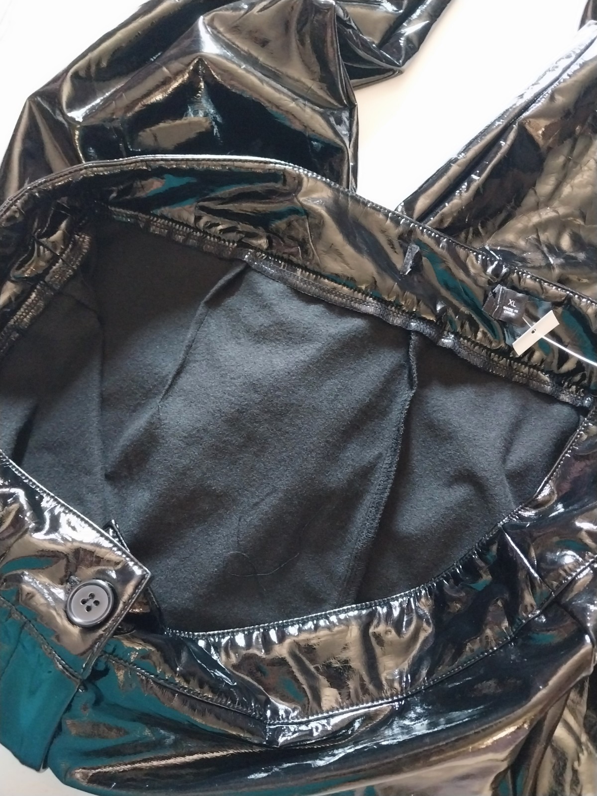 VTG RUBBA STICKY BOMBSHELL SHINY SILKY REFLECTIVE PANTS PVC VINYL GLOSSY 40/42