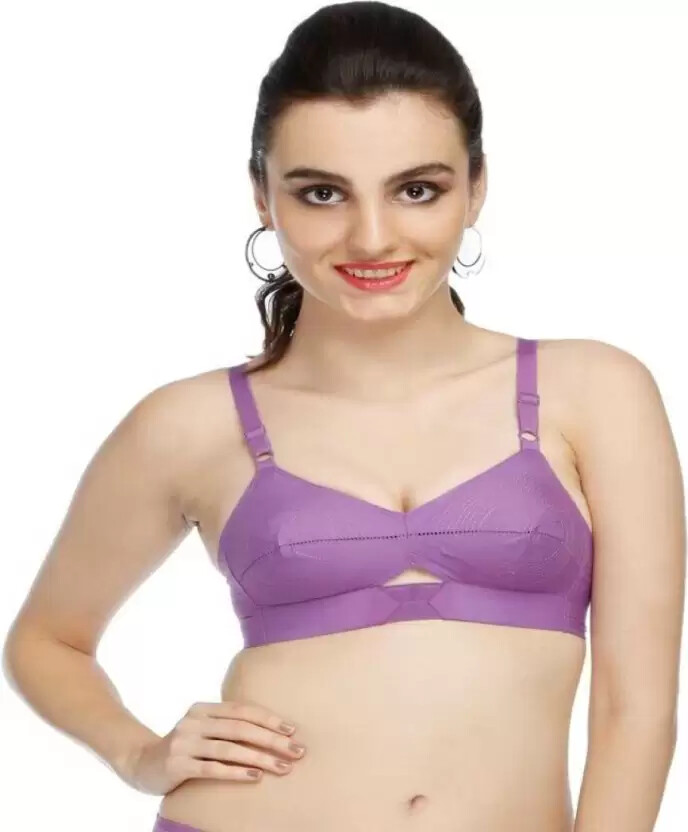 Purple Cotton Bullet Bra – Vintage Round Stitch Style for Chic Comfort and Sexy