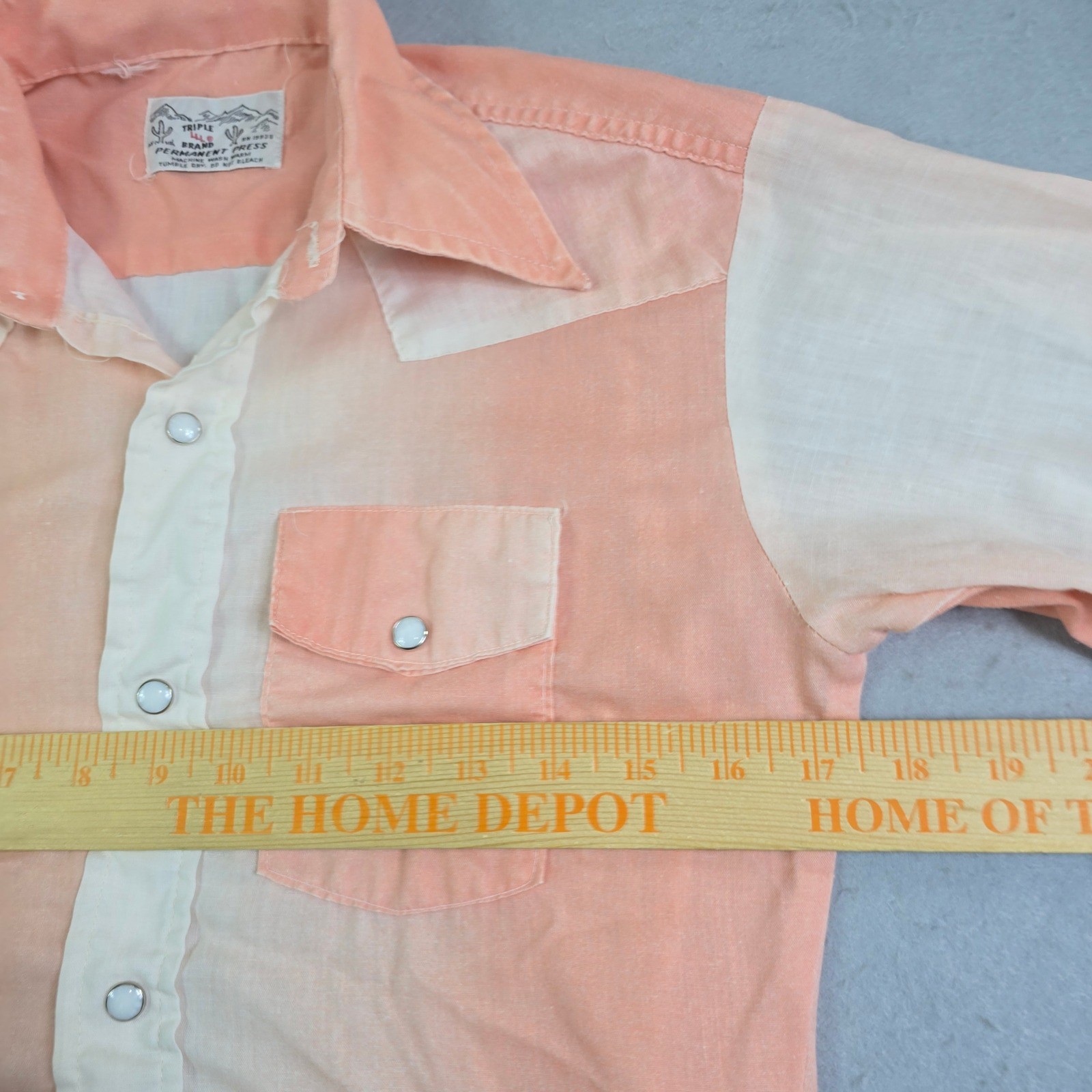 Vintage Triple L Brand Ombre Western Shirt Women XS Peach Cream Pearl Snap