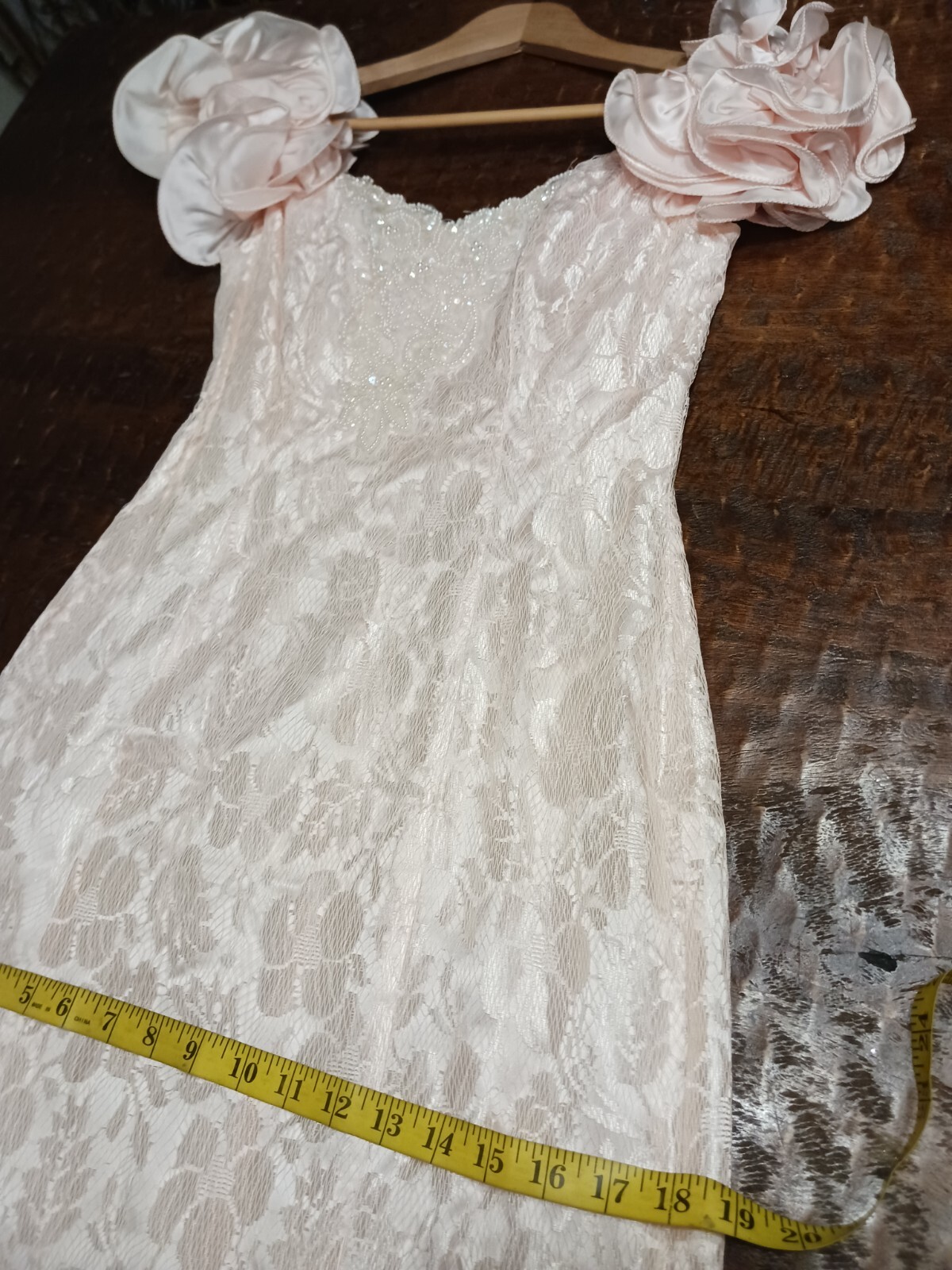 Vintage Michaelangelo Pink Lace Beaded Dress XS-Small