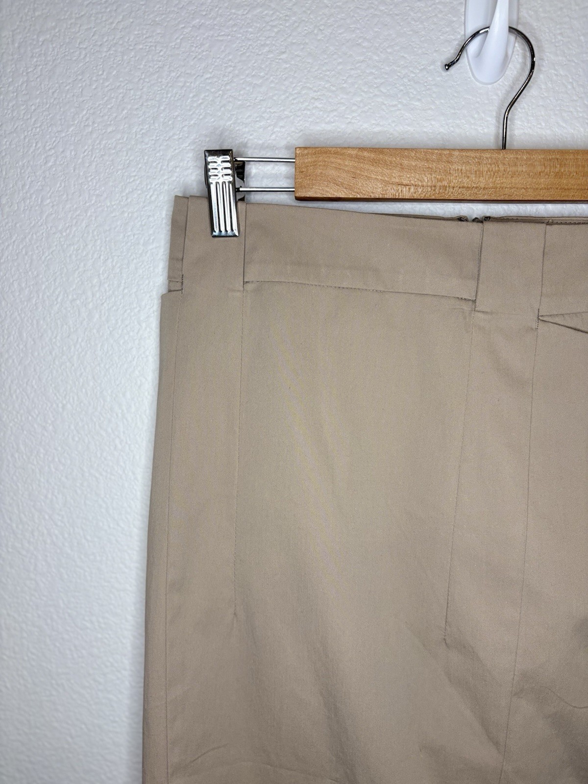 Vtg Les Copains Blue Khaki Pencil Skirt 6 30 Waist Sewn Pleat Made in Italy 90s