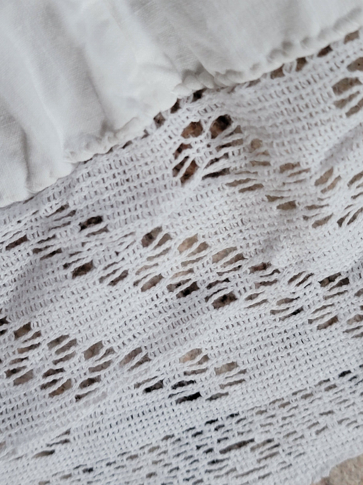 Antique Vtg Petticoat Slip Attachment Lace Trim Edge 8×72 cotton white 2 yards