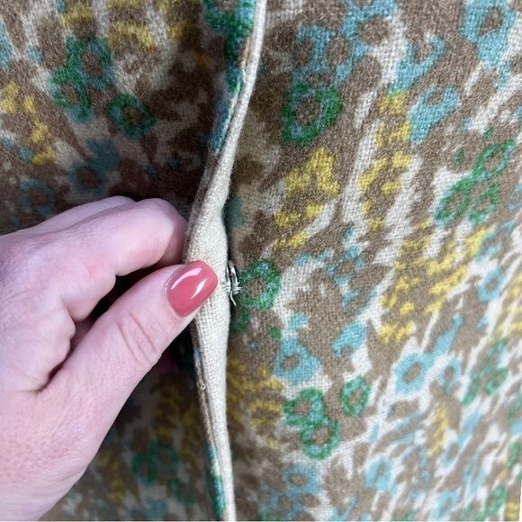 VTG 1960’s KLEIST Latest Fashion Cream Yellow Green & Brown Wool Nehru Coat