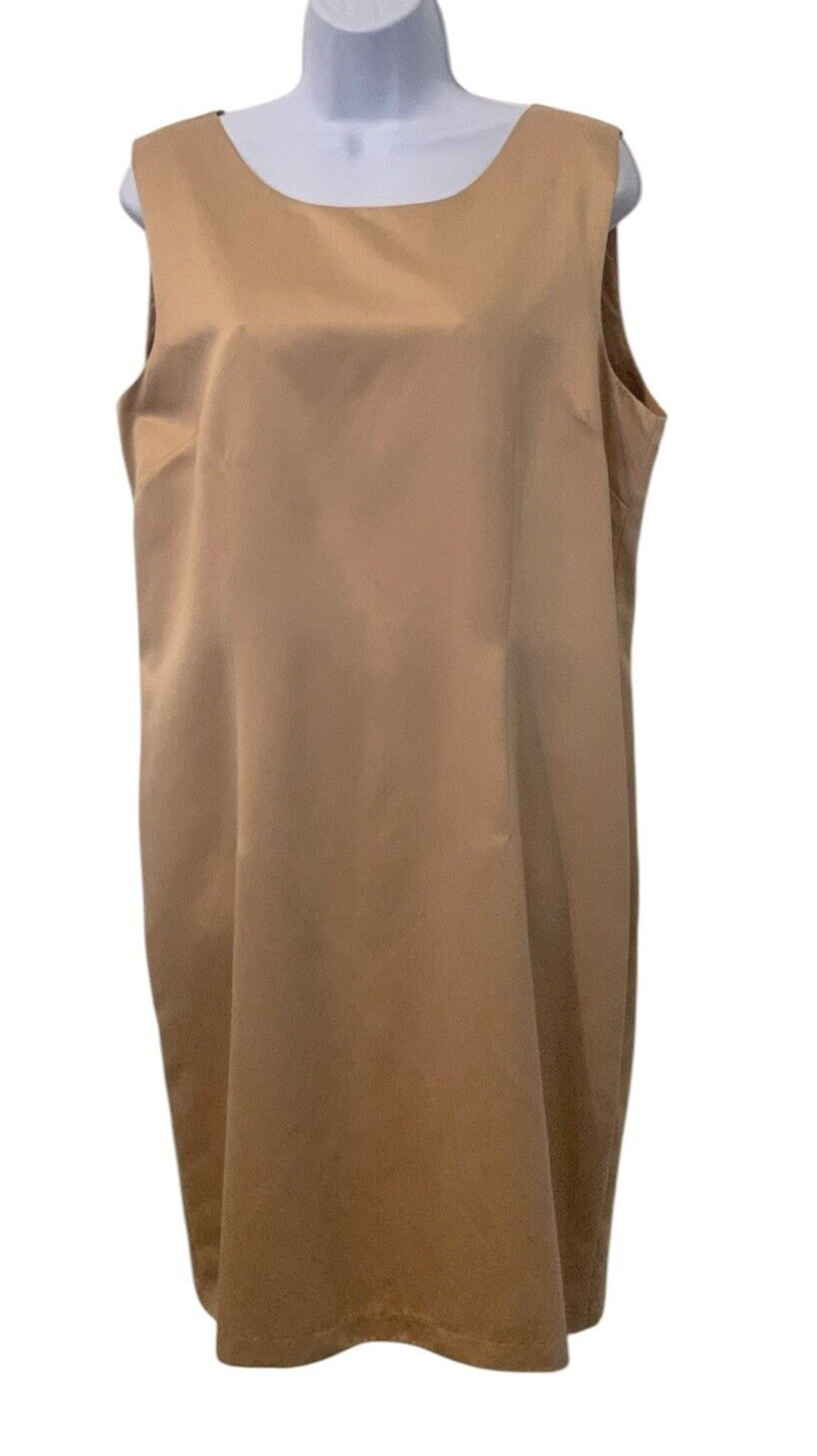 Victoria Holley Womens 2 PC Dress Set Size 14 Gold Silk Blend Matching Cardigan