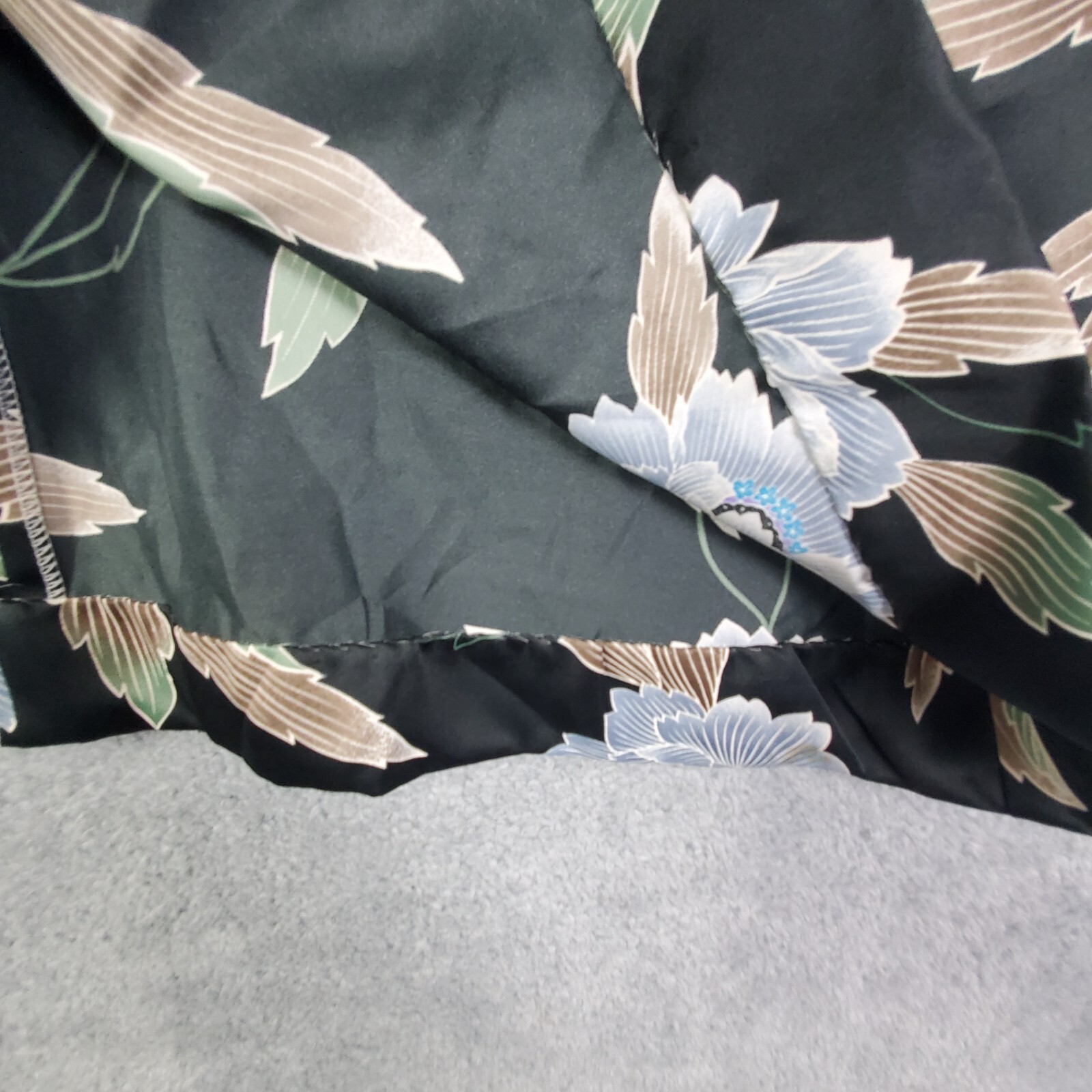 Vtg 60s Nani of Hawaii Dress Sz S M Kimono Shift Floral Vneck Frog Button Satin