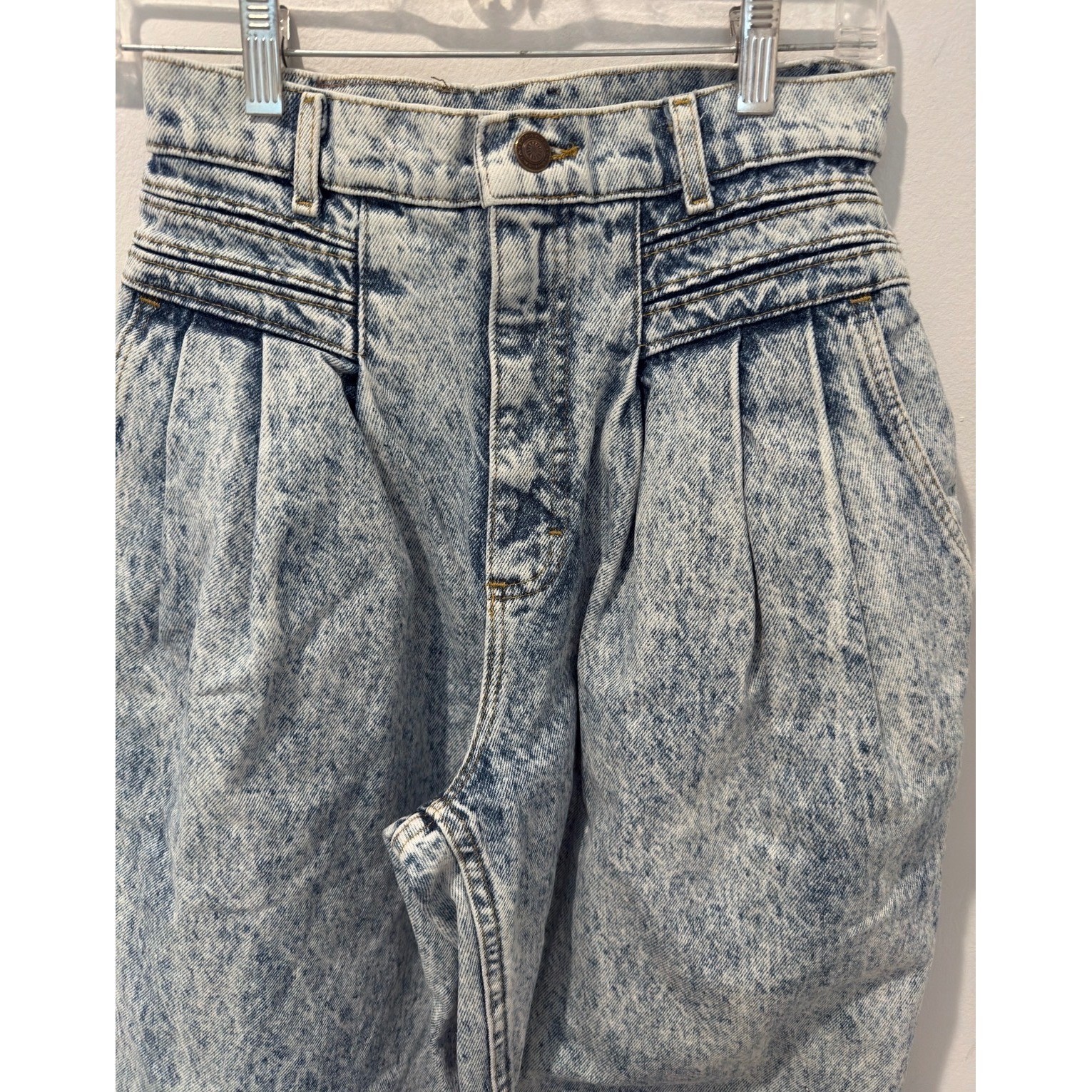 Vintage 80s Lee Acid Wash Pleated High Rise Tapered Jeans