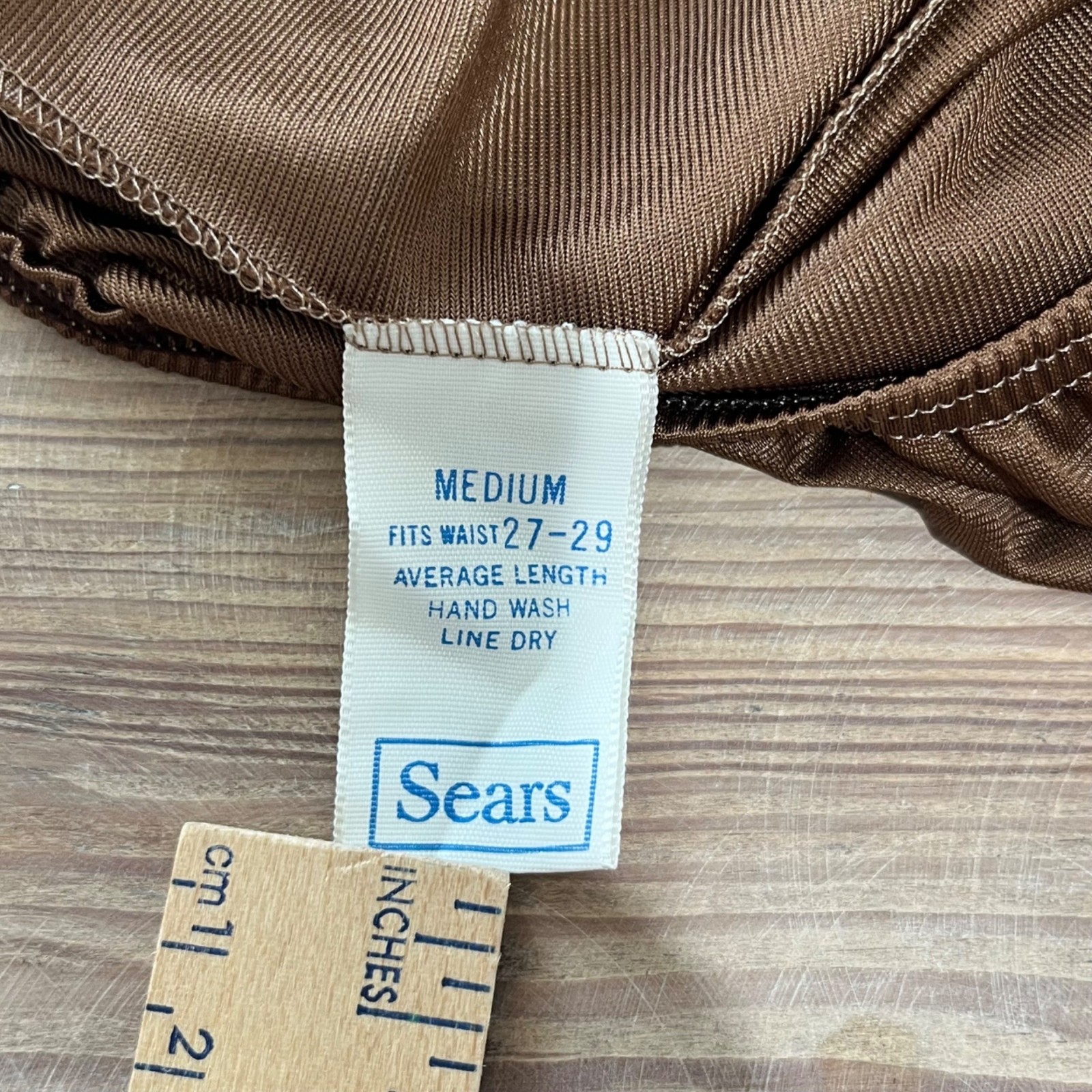Sears Vtg Slip Skirt Womens M(27-29) Brown with Lace Detail 24″ Length