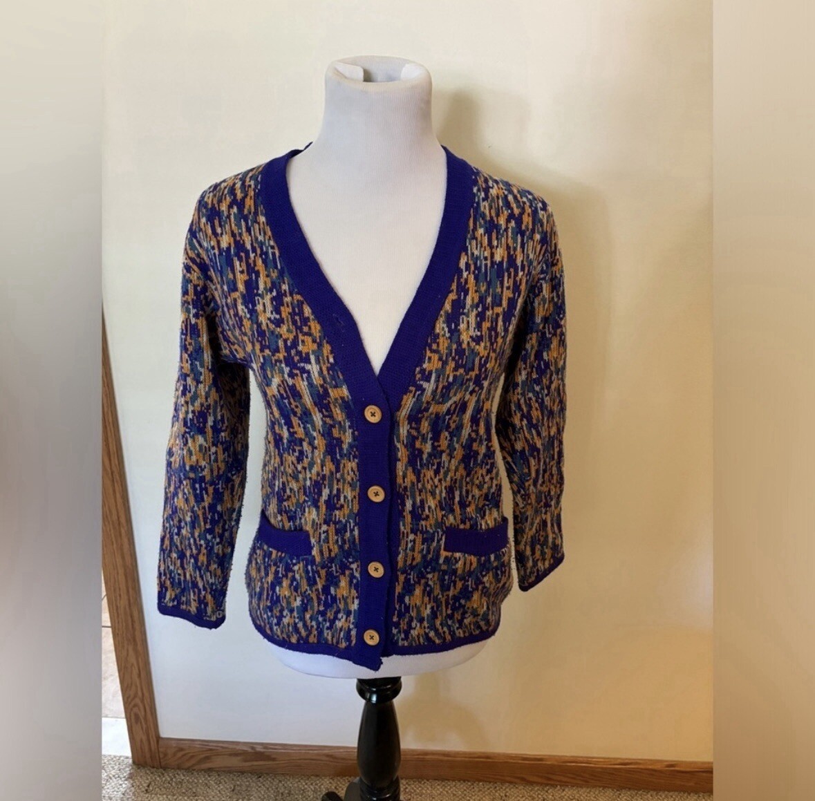 Plum Blossoms Women’s Vintage Multi Colored Cardigan