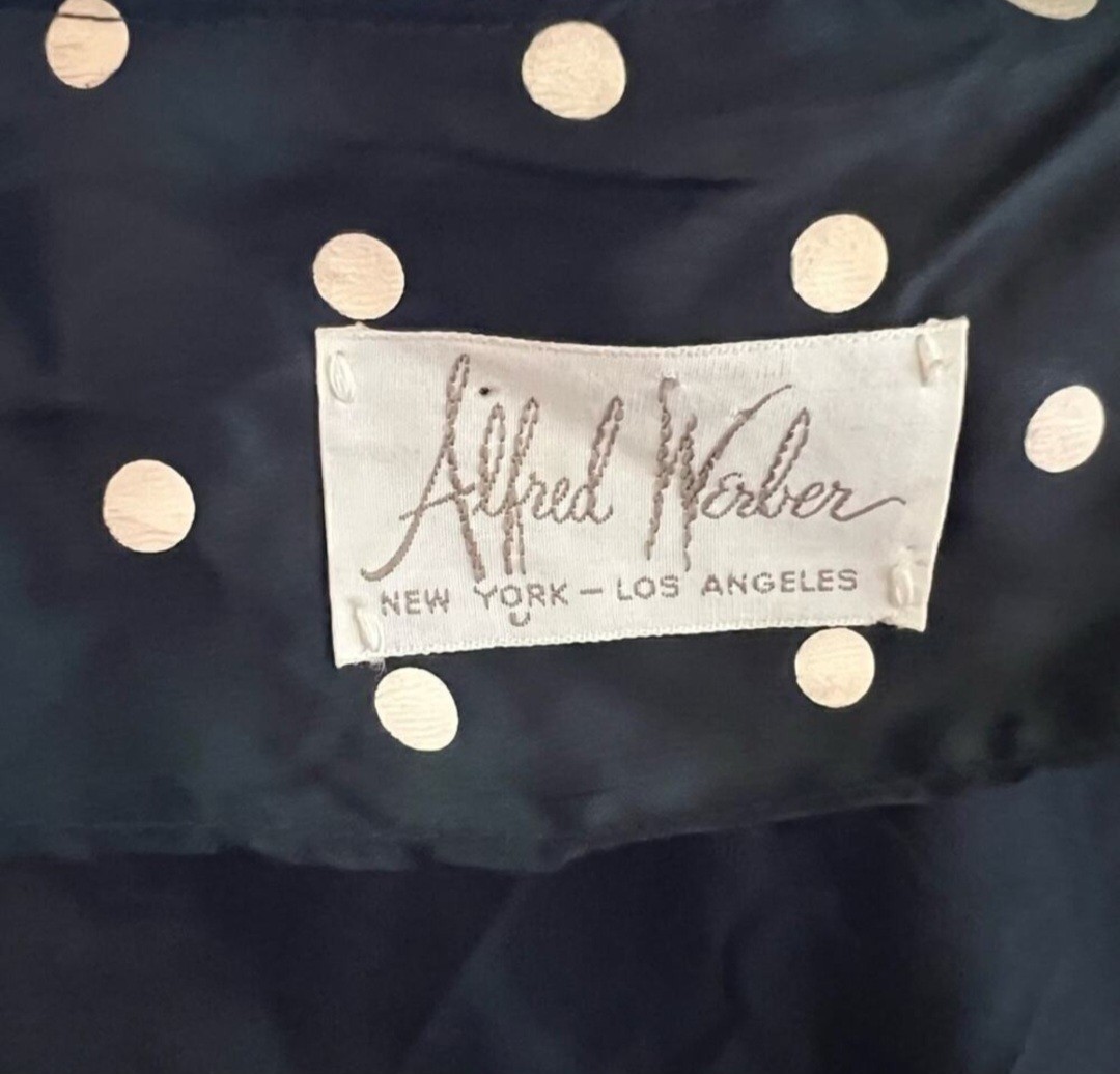 Alfred Werber Vintage Retro Accordian Ruffle Polka Dot Wrap Robe Dress SZ Small