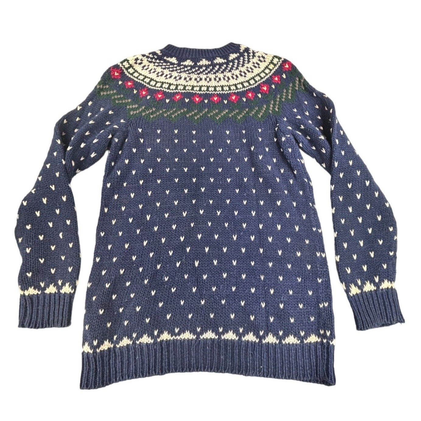 Vtg Illustrations Sweater Knit M Hong Kong Cabin Fever Fair Isle Hearts