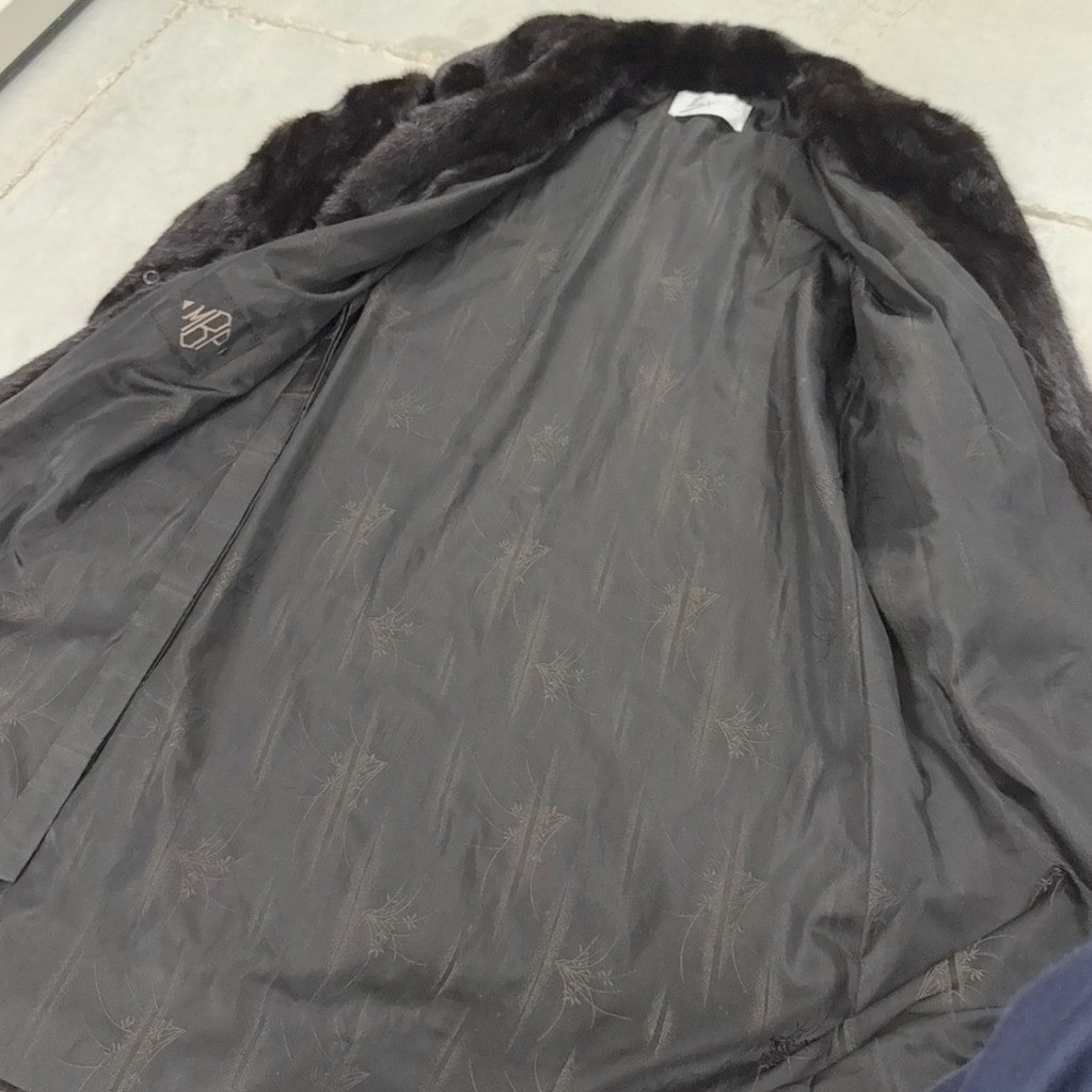 Vintage Harpers of Fairfield Mink Fur Coat Dark Brown Full Length Luxury Glam