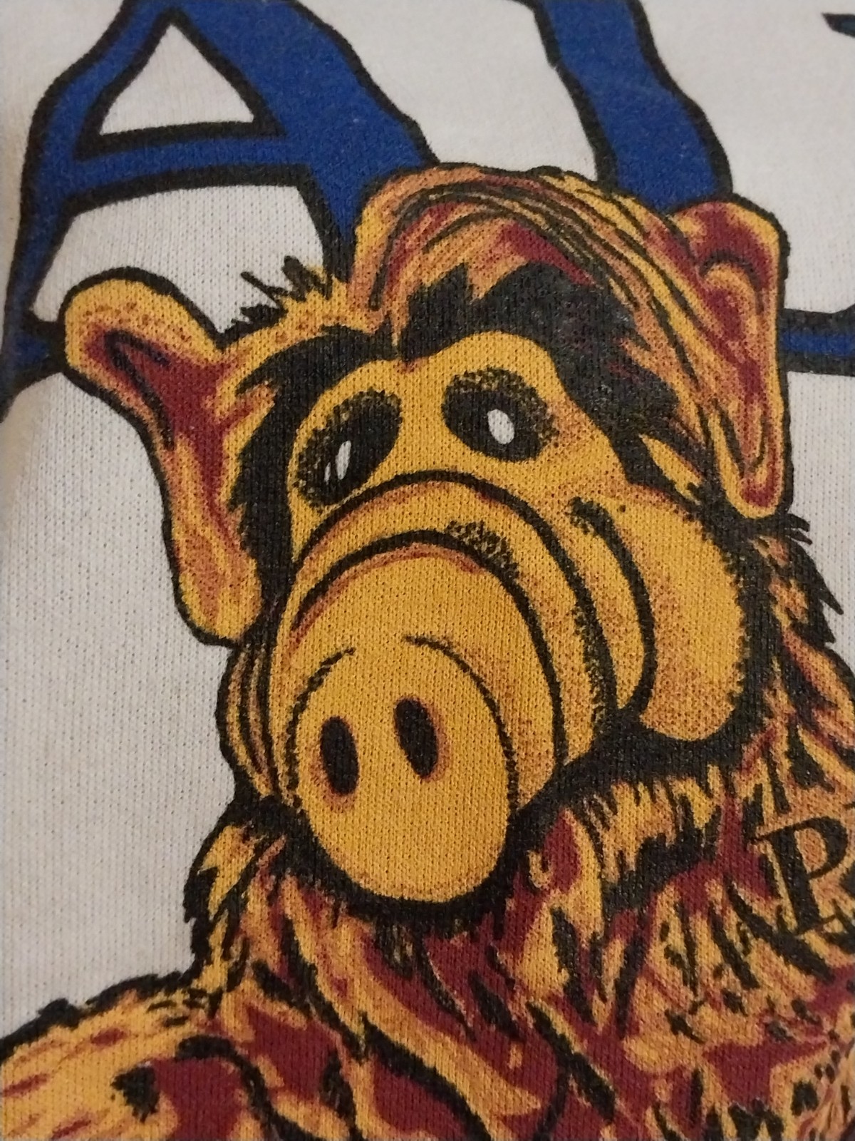 VTG ALF MOVIE HANES SWEATER JERSEY PULLOVER RAGLAND L NOS HAND PAINTED GRAPHICS