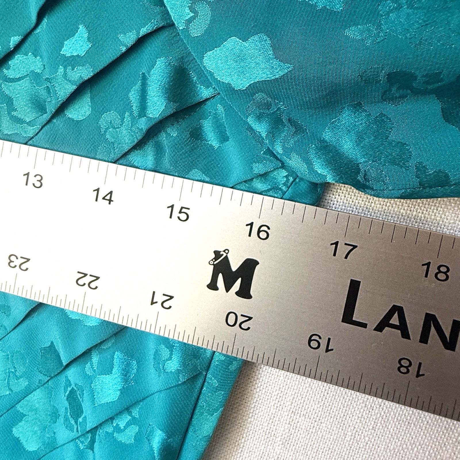 Vintage Women’s Lauren Alexandra 100% Silk Teal Jacquard Midi Dress Sz 8