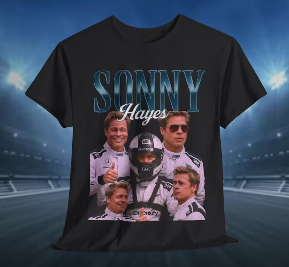F1 Racing Tee: Sonny Hayes Movie, Brad Pitt – Retro Formula One