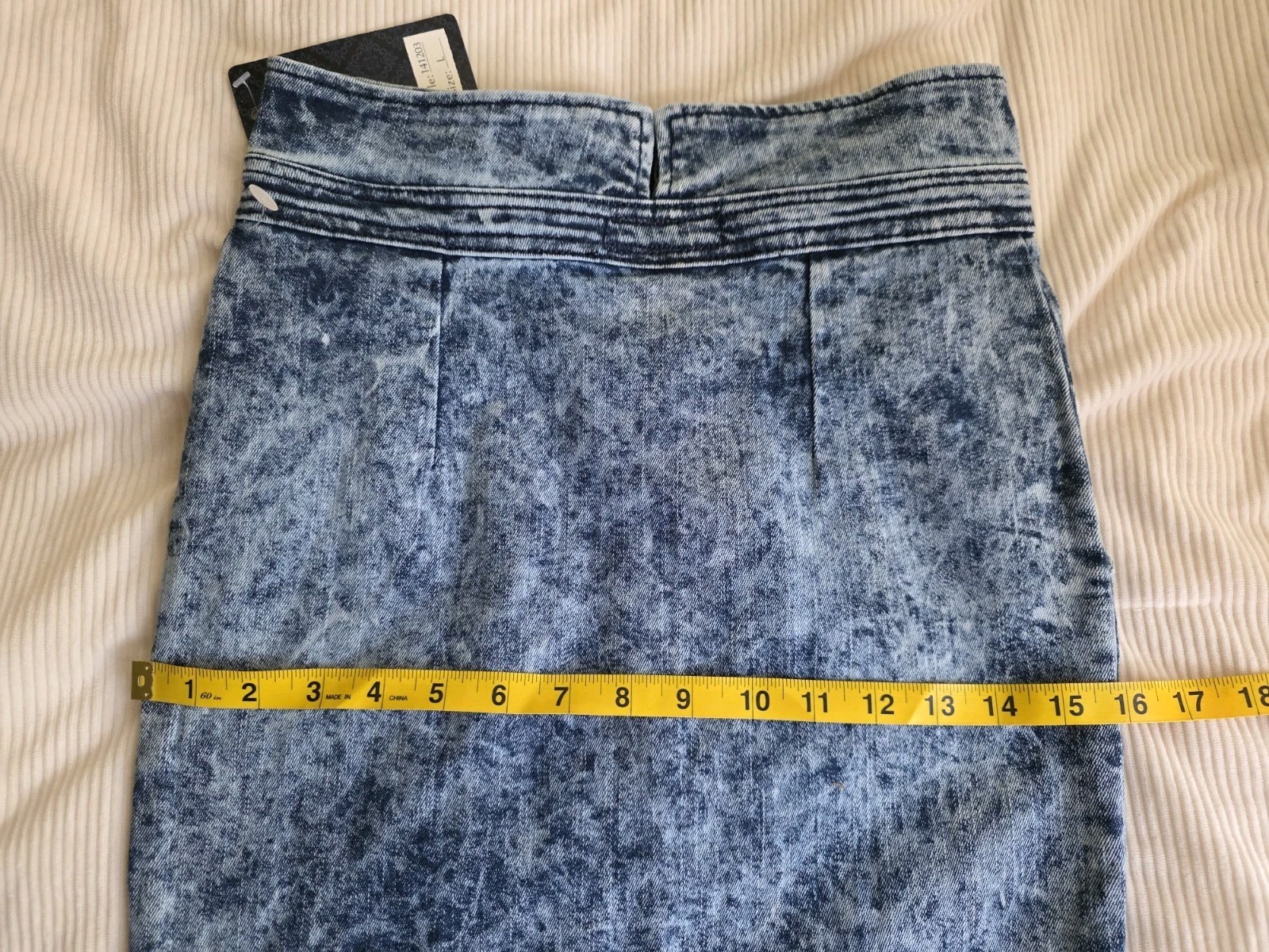 Faith Blue Vintage 80’s 90’s Acid Wash Denim Pencil midi Sz L Nwt