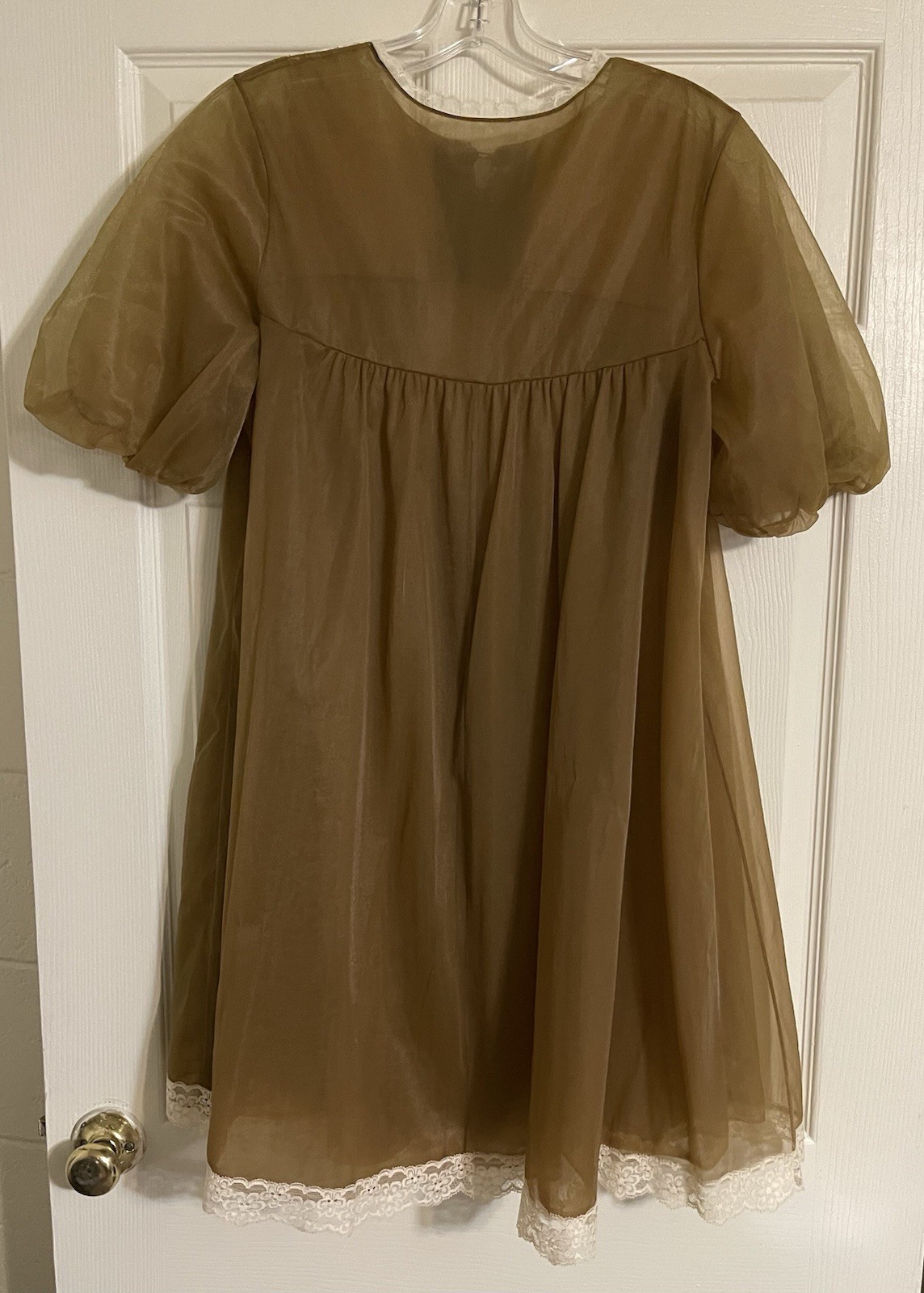 Vintage Vanity Fair Peignoir Set Robe Gown Women’s Sz S Mocha Brown Double Nylon
