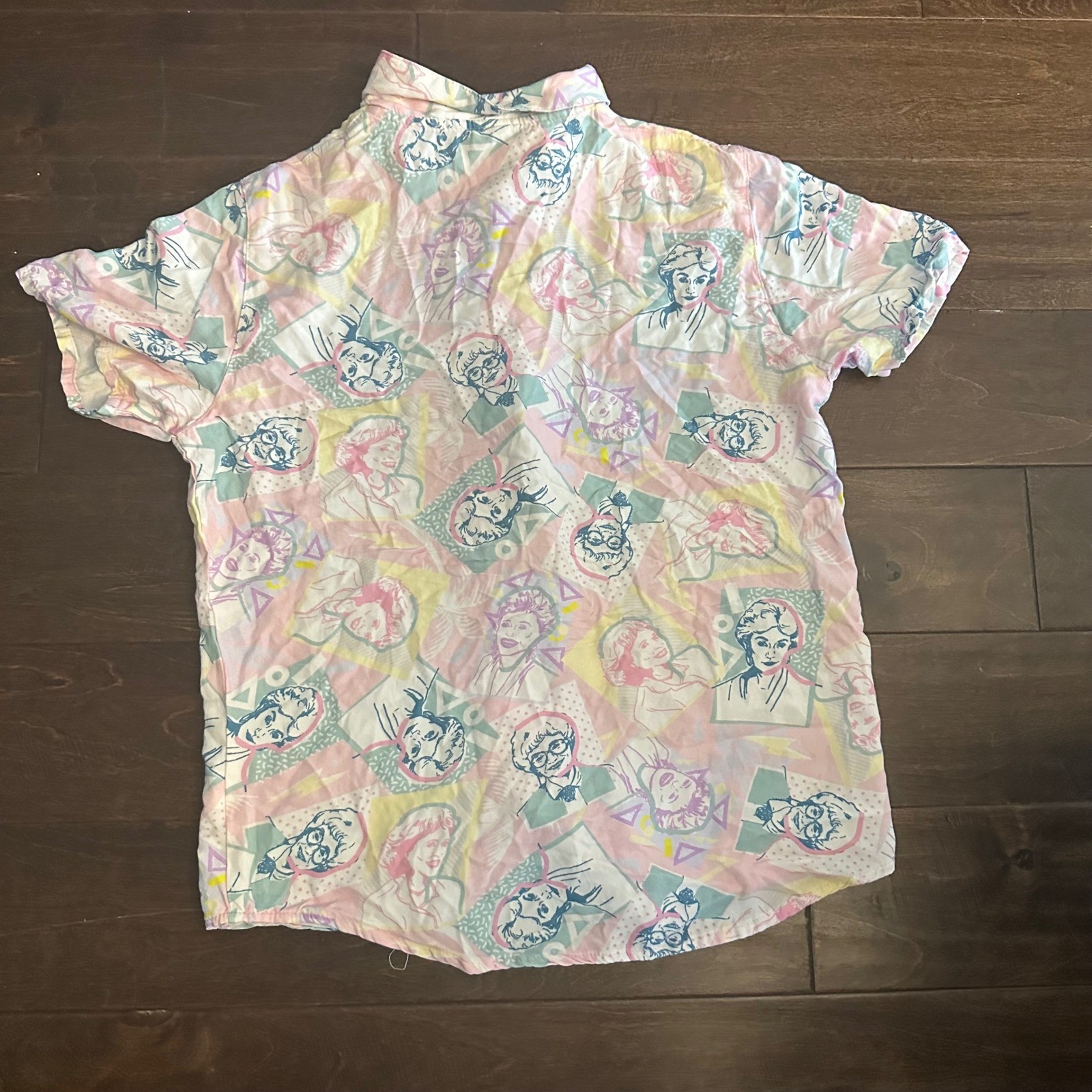 The Golden Girls Cakeworthy Pastel Retro All Over Print Button Down Shirt Medium