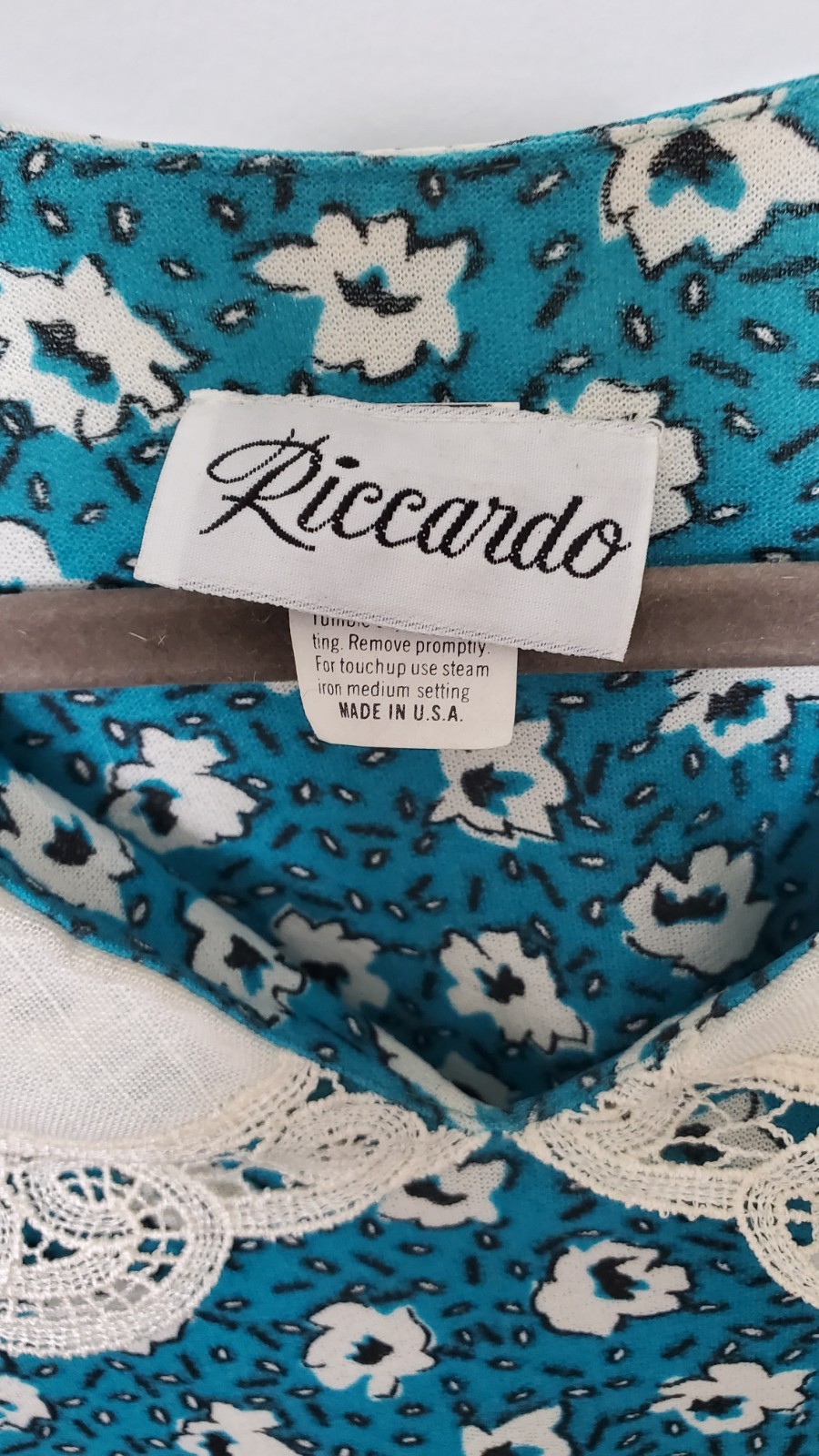 VINTAGE 1980s RICCARDO Maxi Floral Dress Cottage Fairy Shoulder Pads Lace Collar
