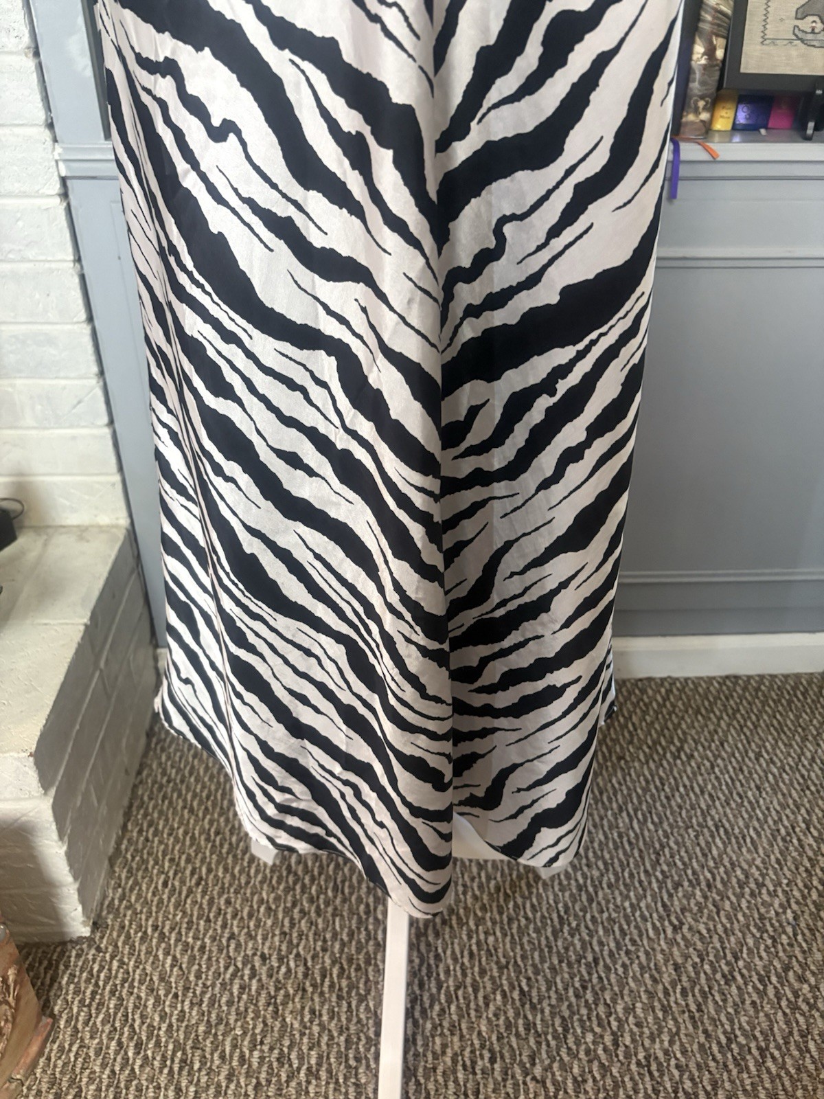 Vintage 1980s Bob Mackie Black & White Tiger Print Slip Dress Size Small