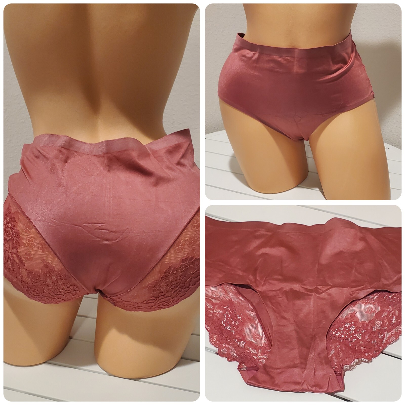 Hipster Panty LACE Back Silky Semi Sheer 9/2XL Pristine PINK Itayax