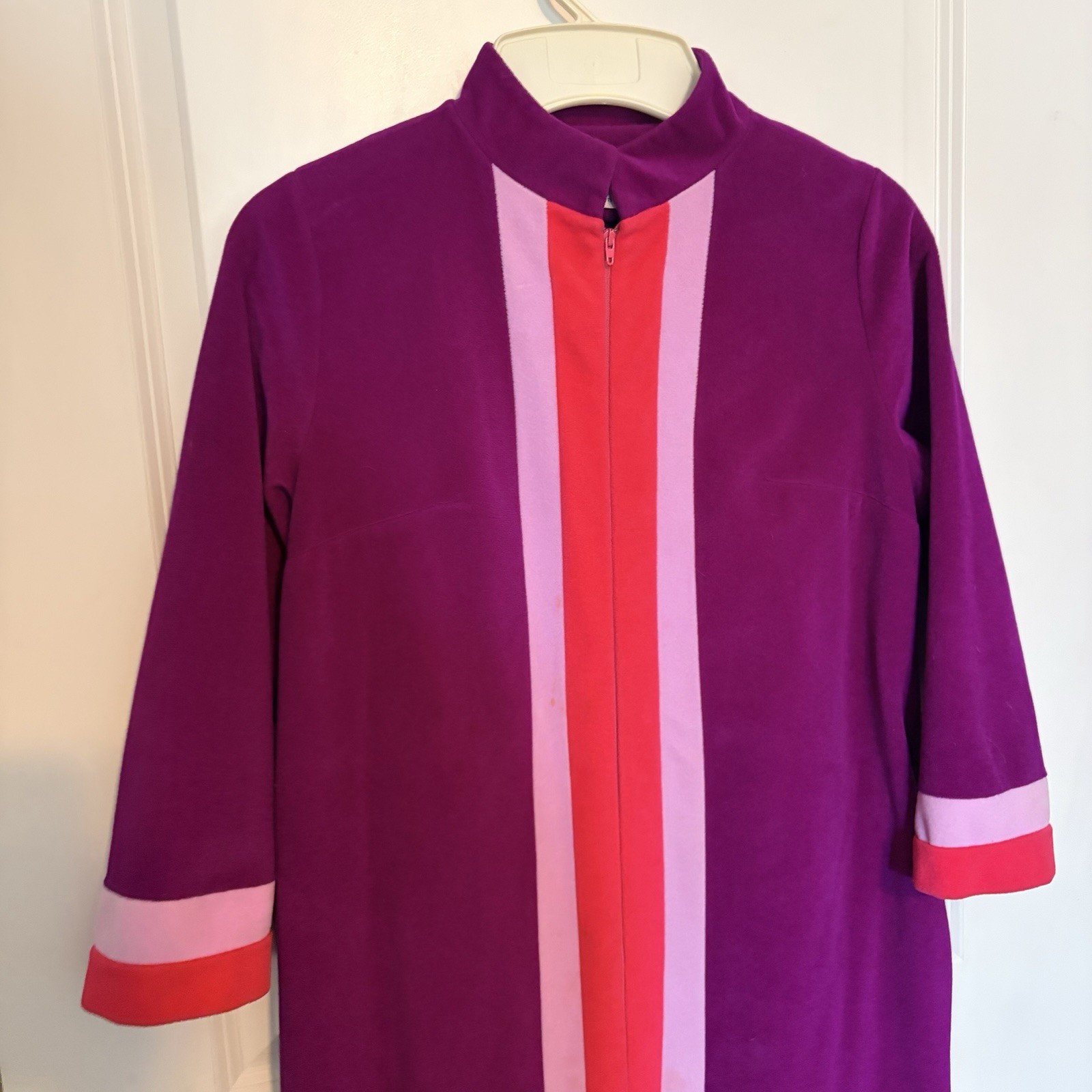 Vtg Vanity Fair Robe House Coat Maxi Floor Length 3/4 Sleeve Pockets Sz 8 S/M