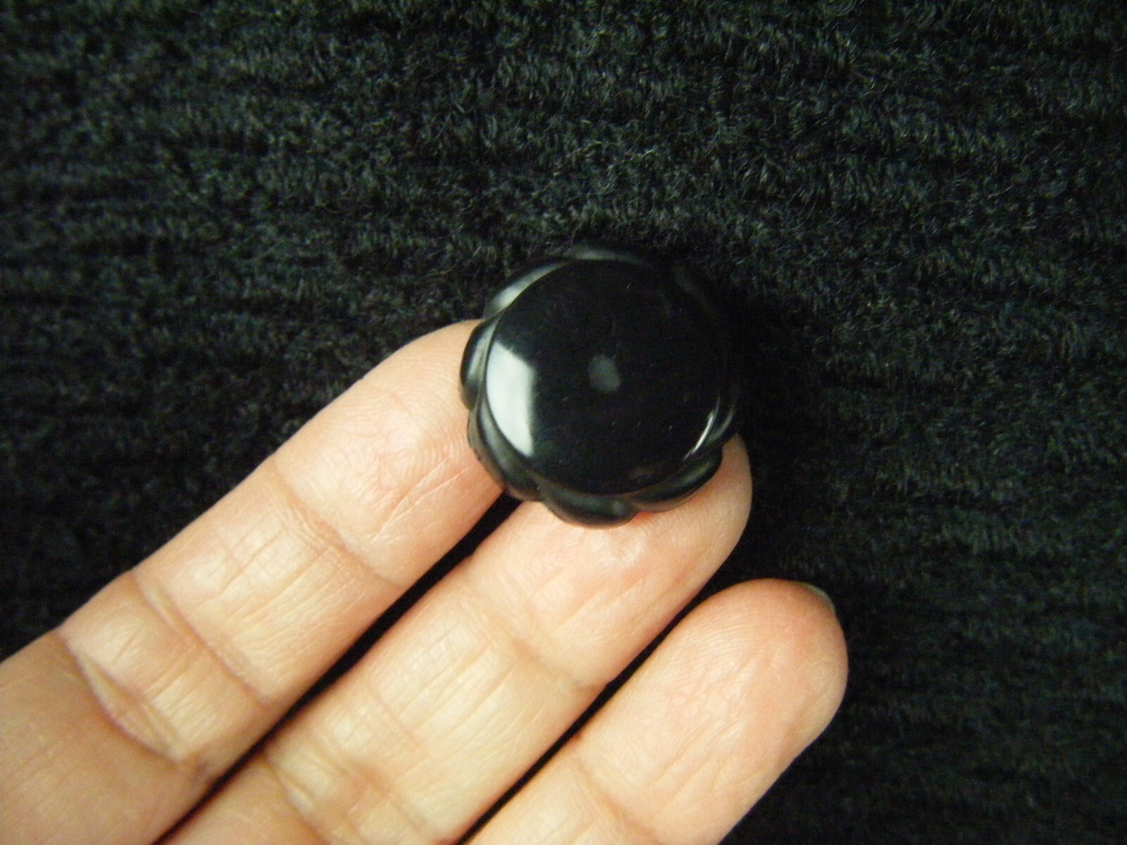 Vtg 60s Black Looped Wool Buttons Mod Coat-Bust 48/L