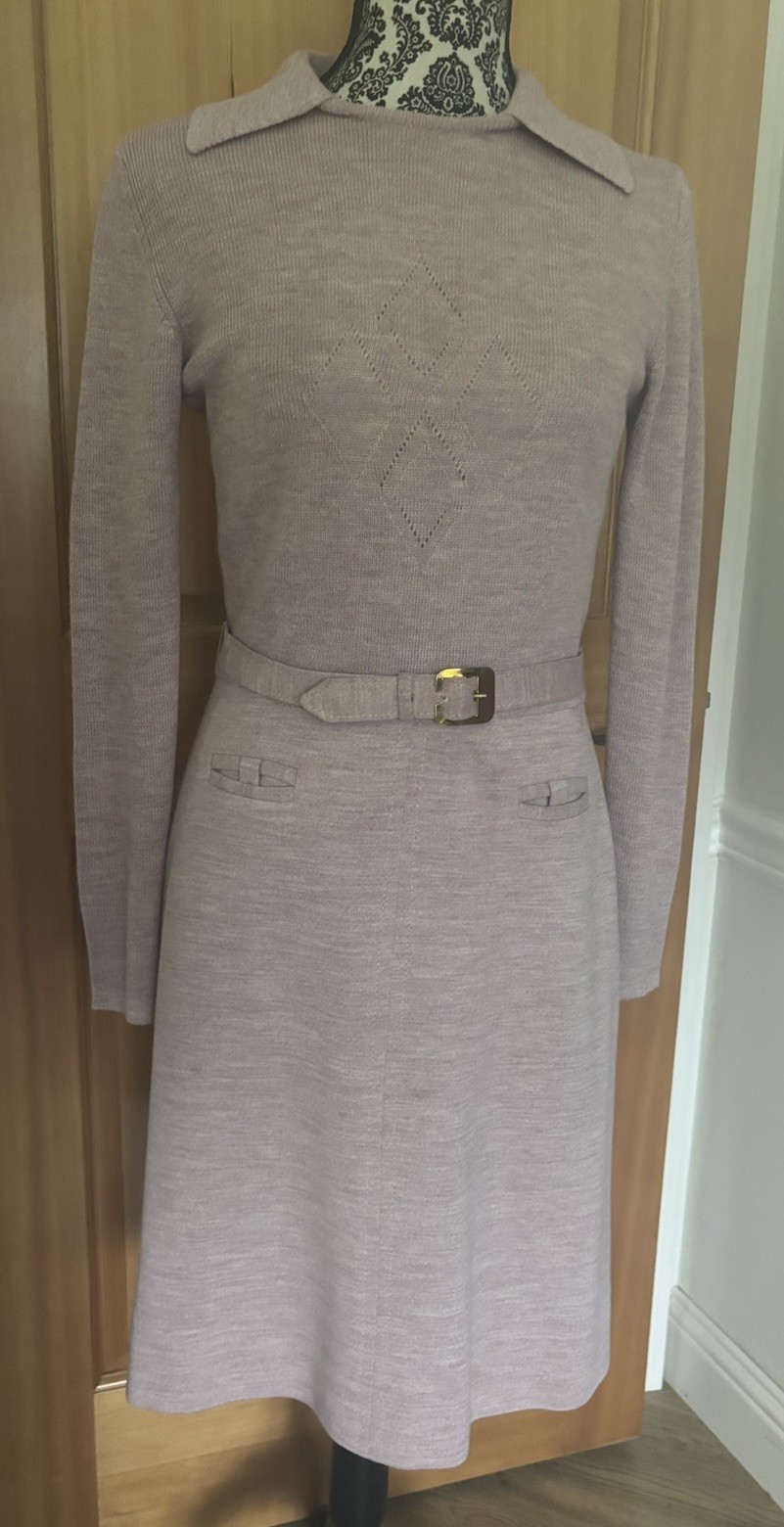 Vintage 1960s Ciao Ltd. Sodt Pink Knit Sweater Dress, Sz. 10/ Small Retro