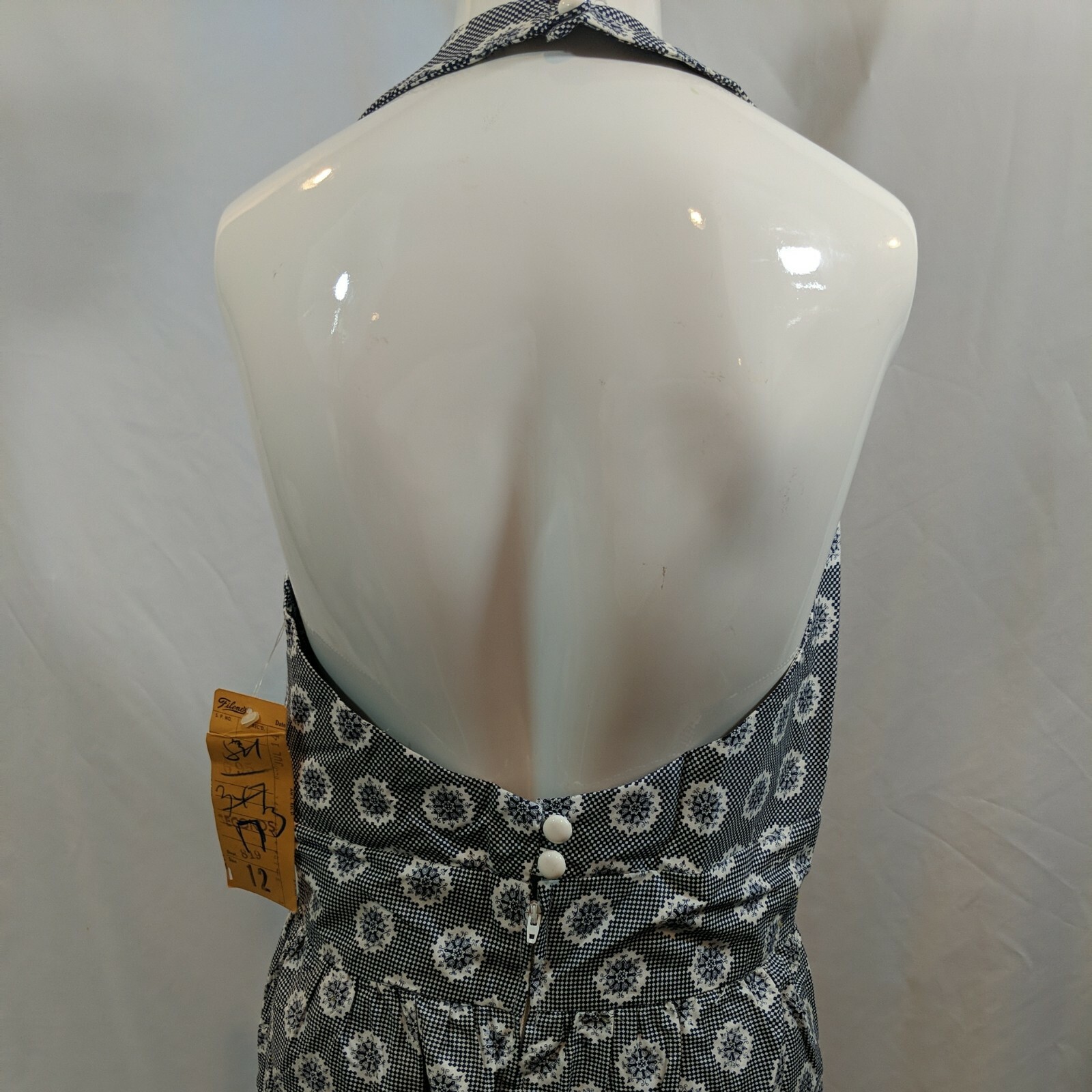 VTG Malbe Original Print Cotton Vintage 1990s Halter Neck Lined Sun Dress Sz 12