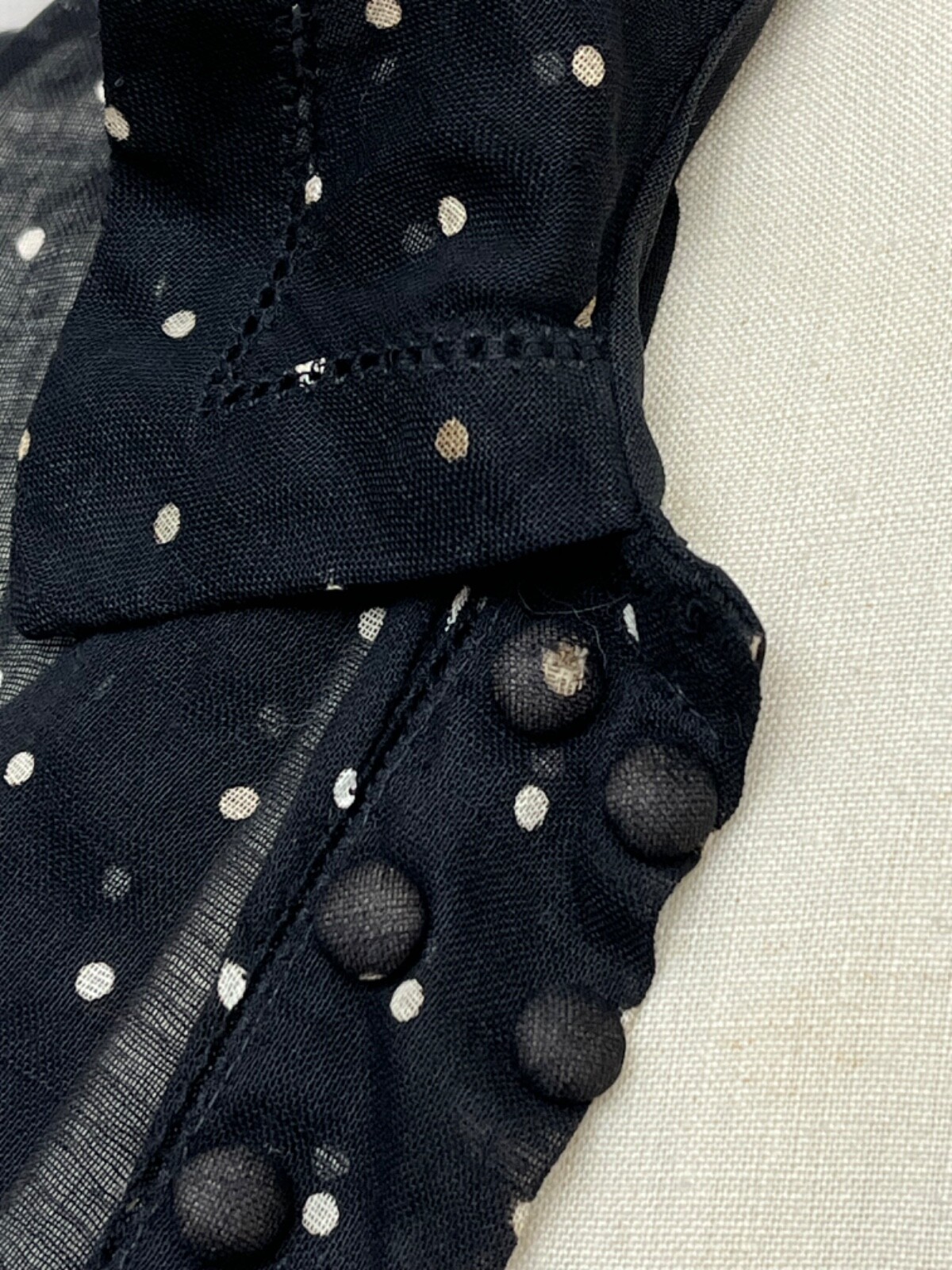 Victorian Edwardian Lawn Voile Dress Sheer Tiny Dot Cotton Tea Mourning Goth XS