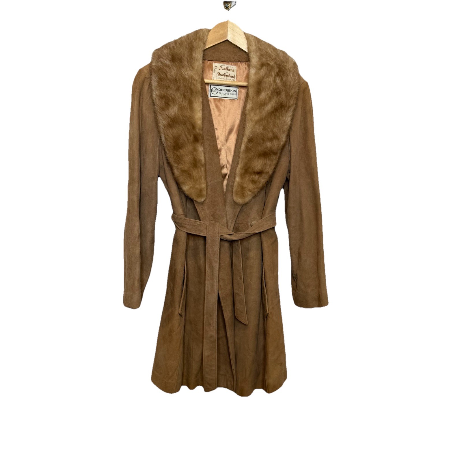 Vintage Penny Lane Deerskin Trading Post Suede & Fur Coat Women’s 14 in Taupe