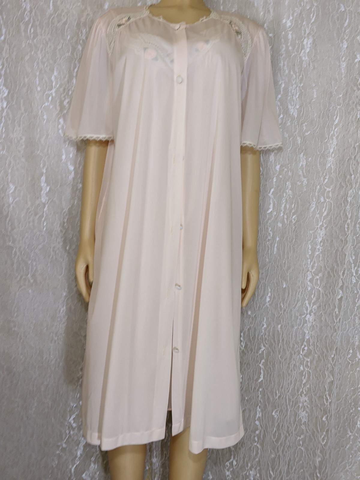 Vintage Lorraine Soft Pink Lightweight Lingerie Dress Nightgown Robe Set L