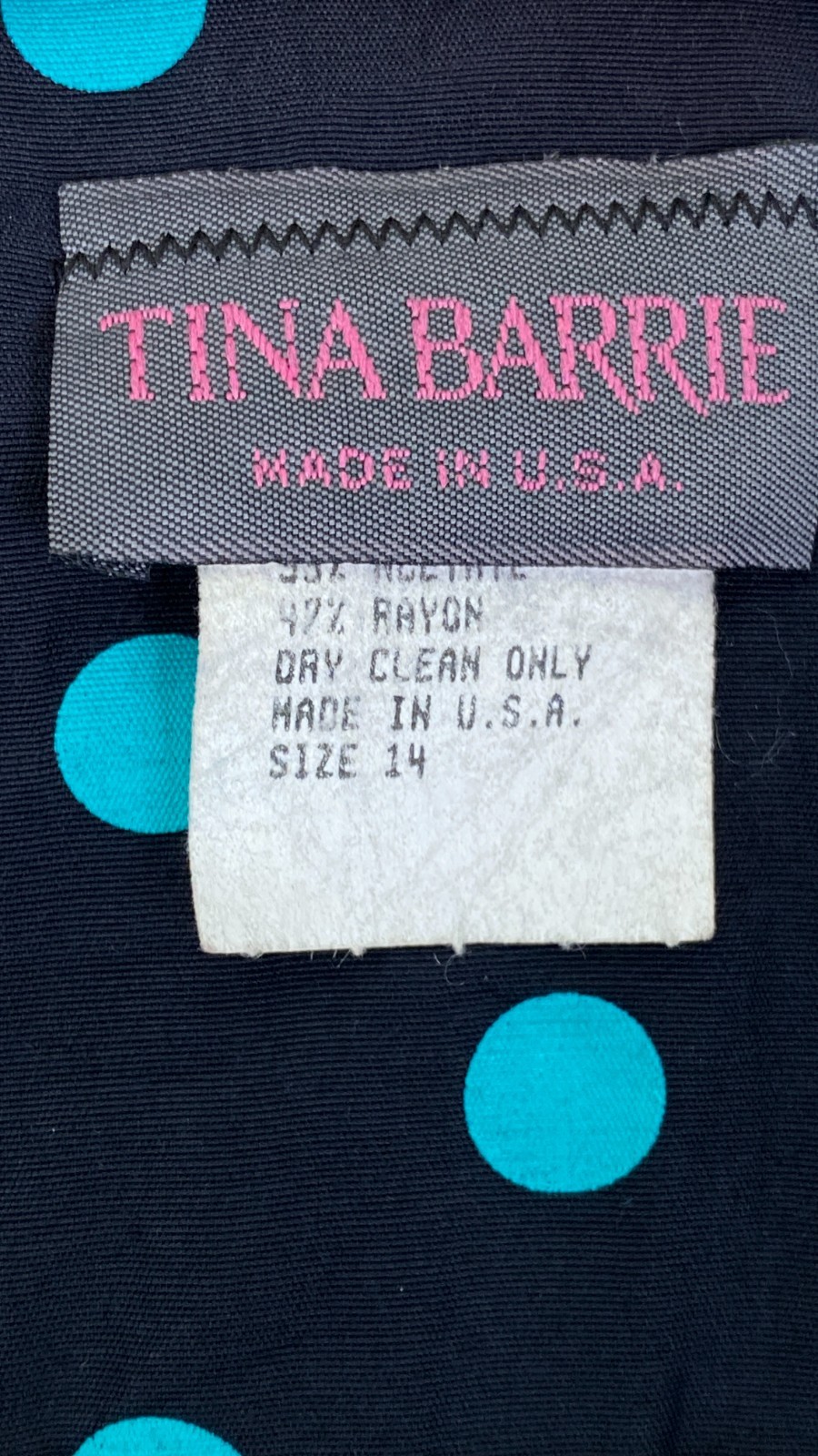 Vintage 1980s black polka dot suit L top pencil skirt set 3/4 sleeve teal jacket