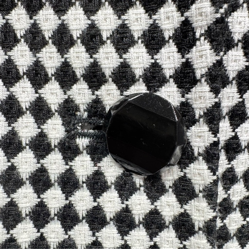 Vintage Black & White Checked Blazer Button Front Notched Collar Morgan Miller