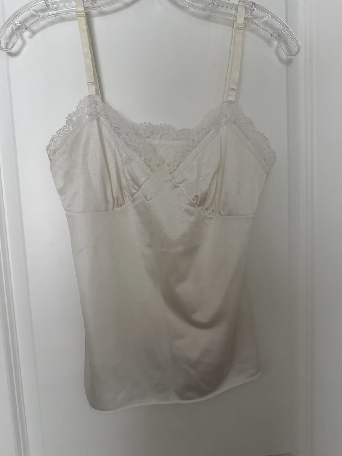 Vintage Deena White Lace Trim Camisole Cami Tank Size 32