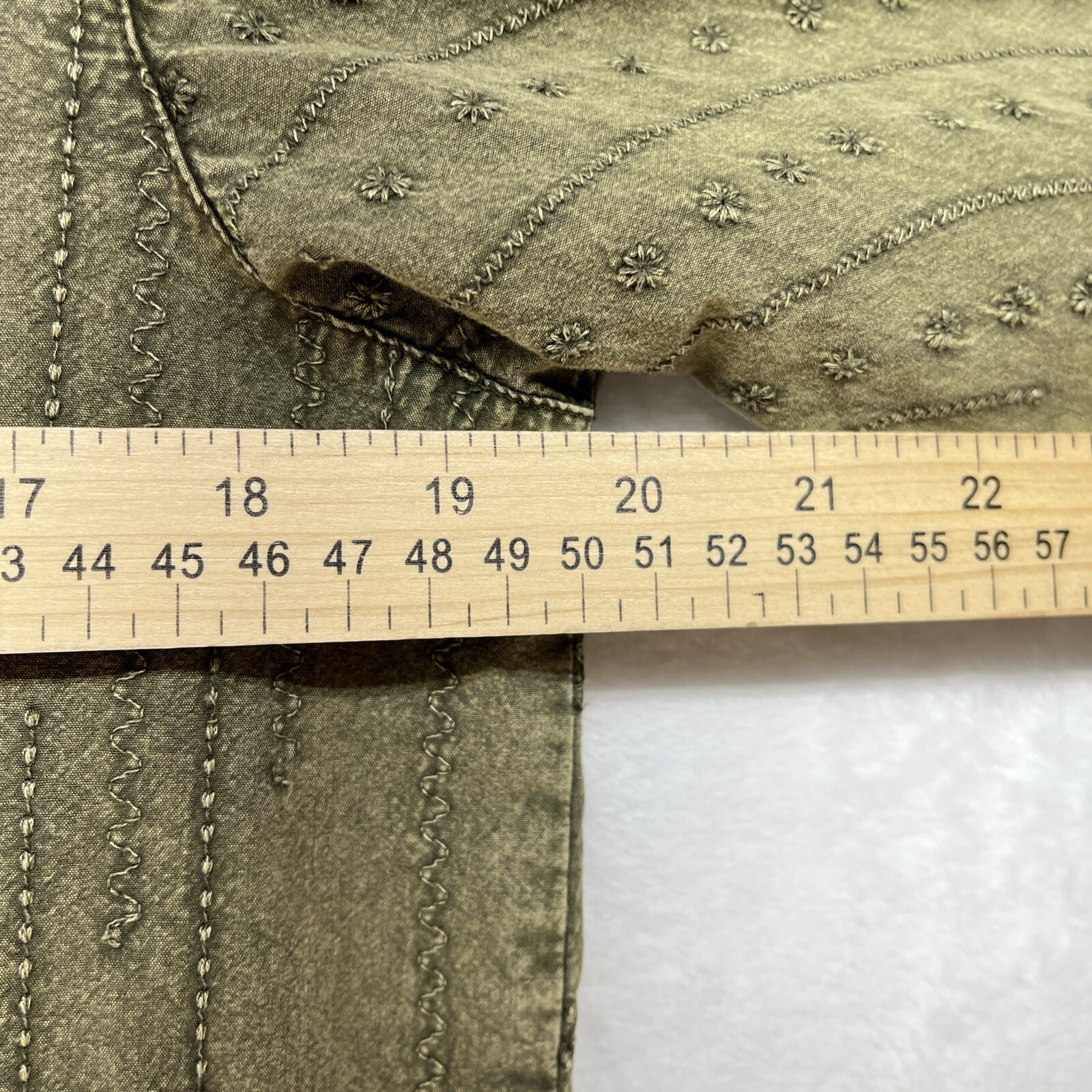 VTG Chicos Design Embroidered Button Down Women’s Sz Small Green Artsy