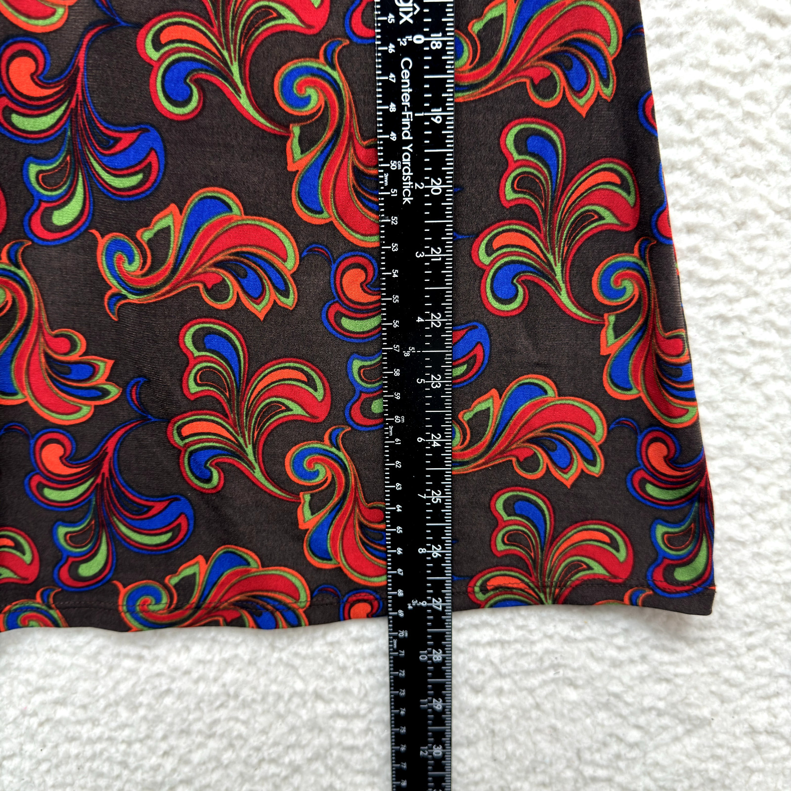 Y2K Vintage Bisou Bisou Boho Grunge Top L Large Brown Pattern Slinky Stretch