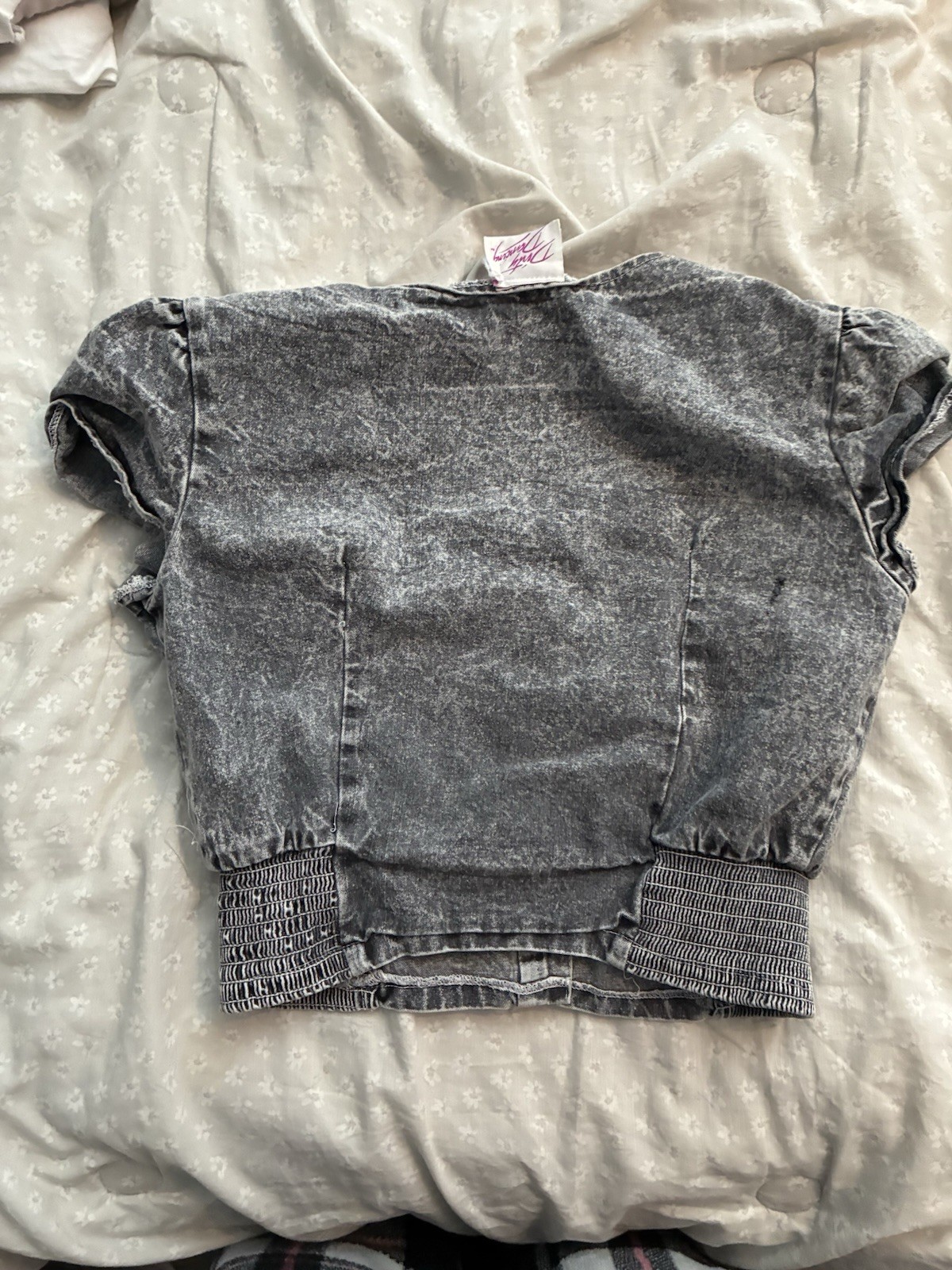 VINTAGE DIRTY DANCING 80S ACID WASH DENIM TOP CROPPED WOMENS SIZE MEDIUM