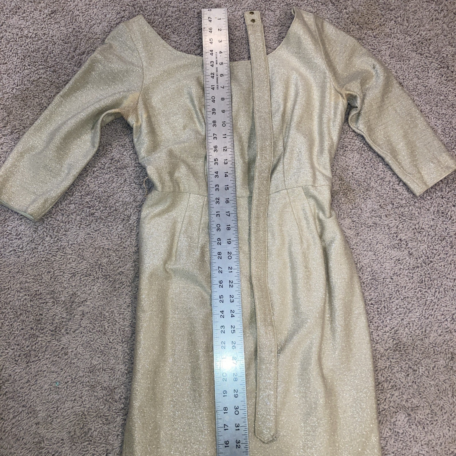 Vintage Champagne Gold Shift Formal Party Dress Mod MCM S 1960s