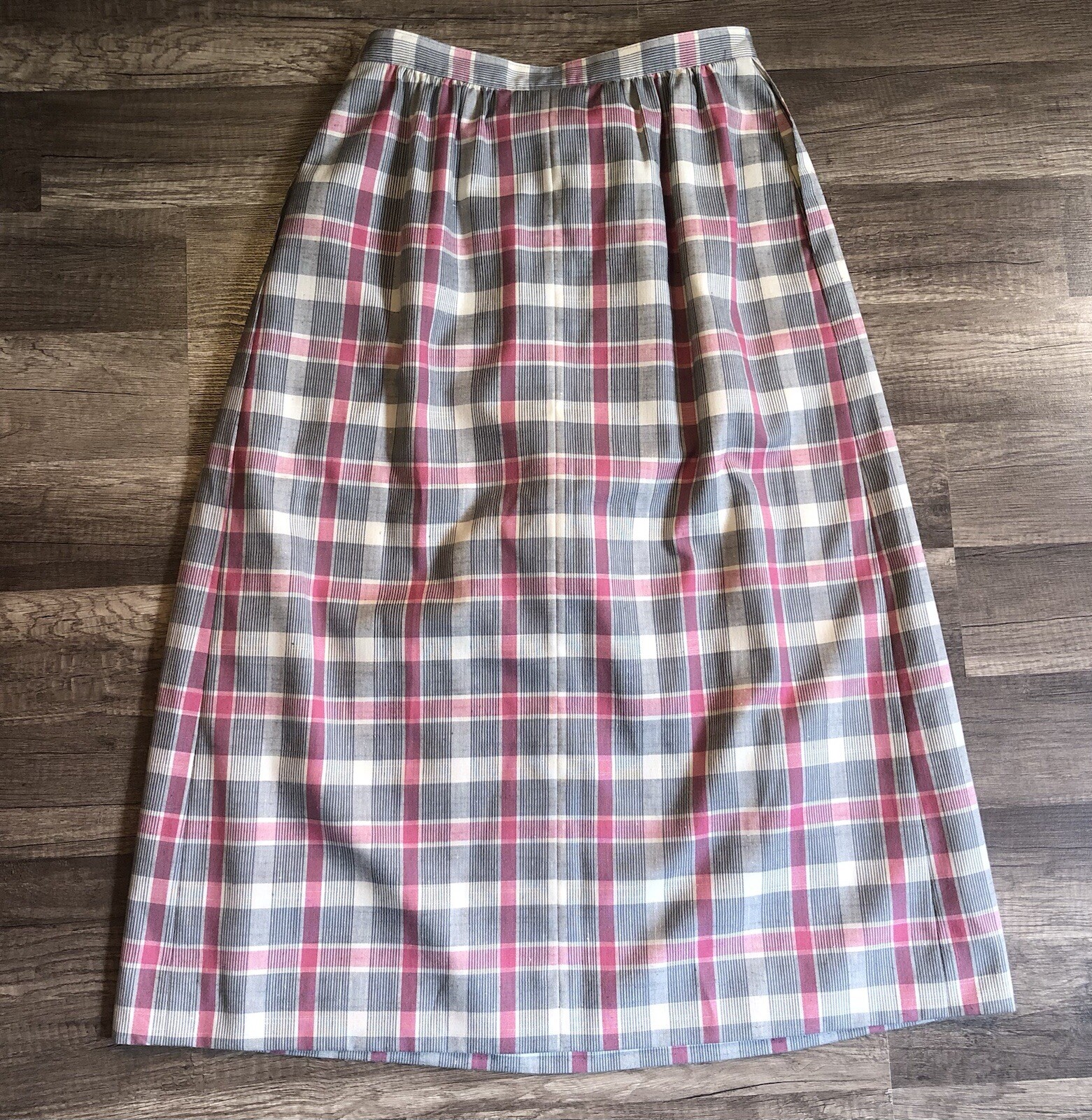 VTG Pendleton Country Sophisticates Skirt Womens S Pink Plaid Pleated Midi Silk