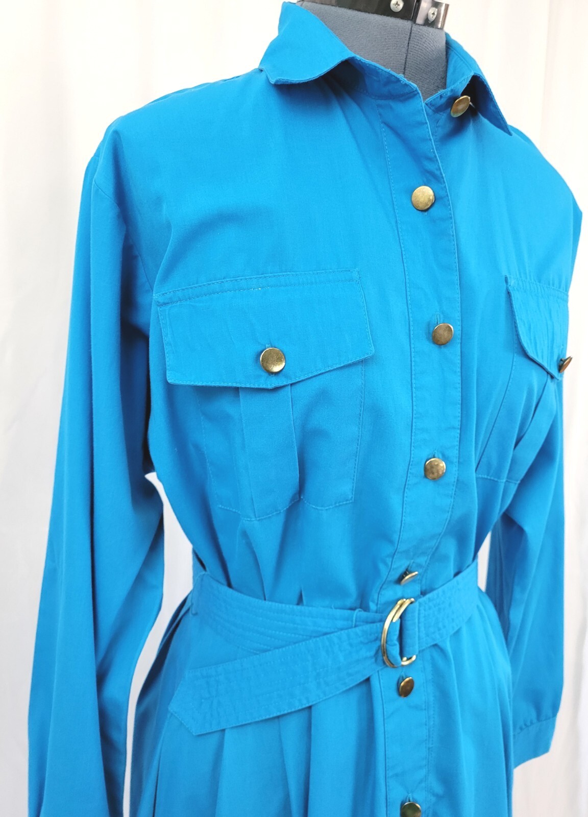Vintage Darian Bright Blue Shirt Dress w Matching Belt Size 10