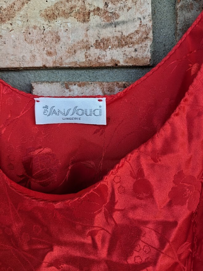 Vintage San Souci-Woman Teddy Set-2 Pc Set Red Camisole/Panty-Size Large-Sexy