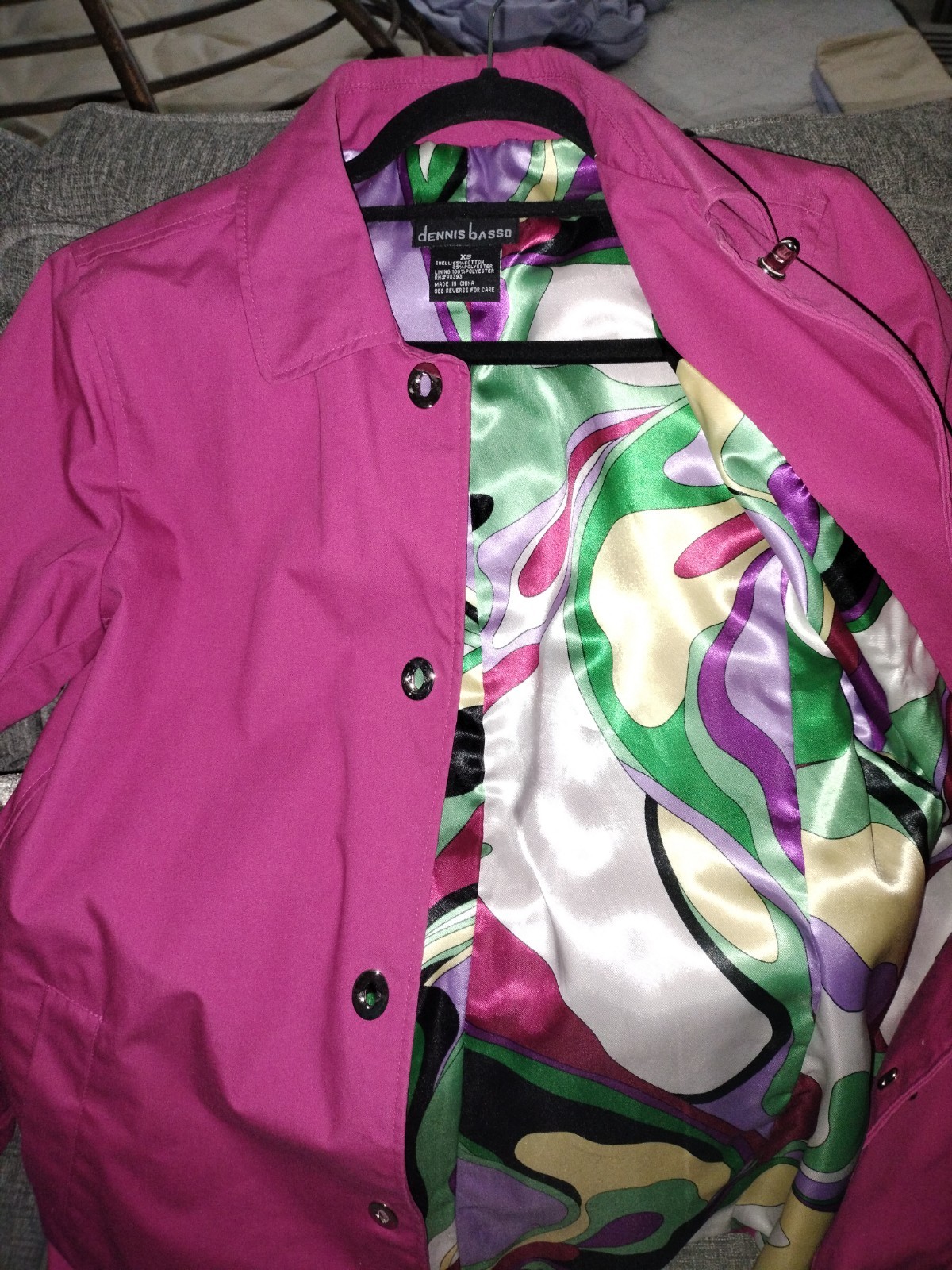 Vintage Hot Pink Fuchsia Womens Dennis basso Trench Coat Sz M Double Breasted