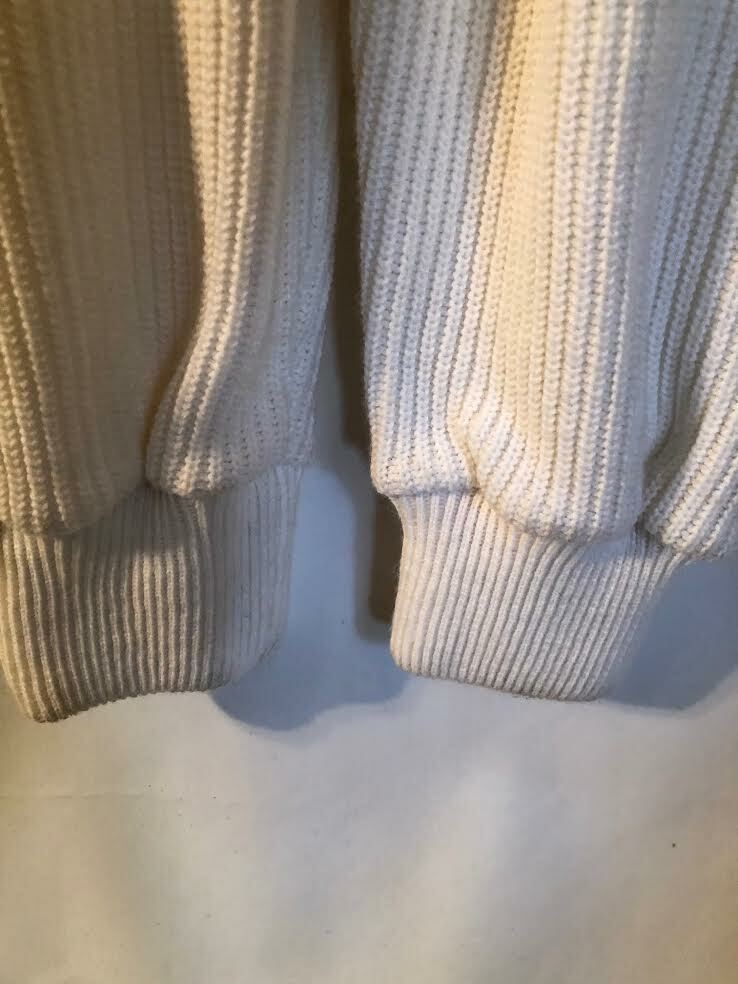Neiman Marcus Vtg 80s one piece white and navy acrylic zipper sweater jumpsuit S