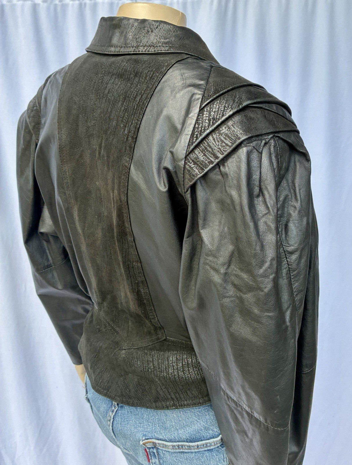 Vintage 80’s G-III Leather Fashions Black Leather Jacket Shoulder Pads Size M