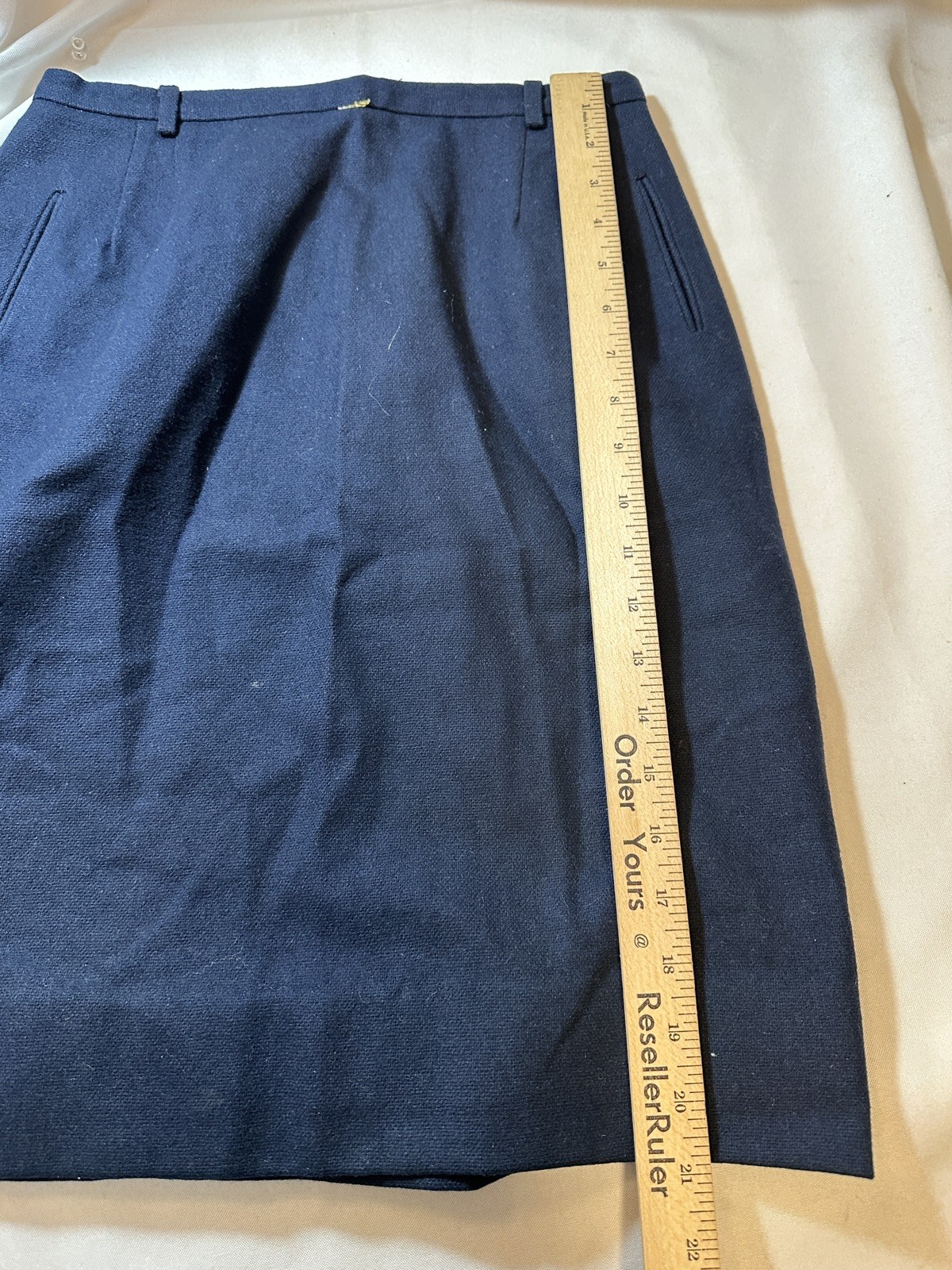 Vtg 70s Brentshire Skirt Dark Blue Straight Back Zipper Montgomery Ward Classic