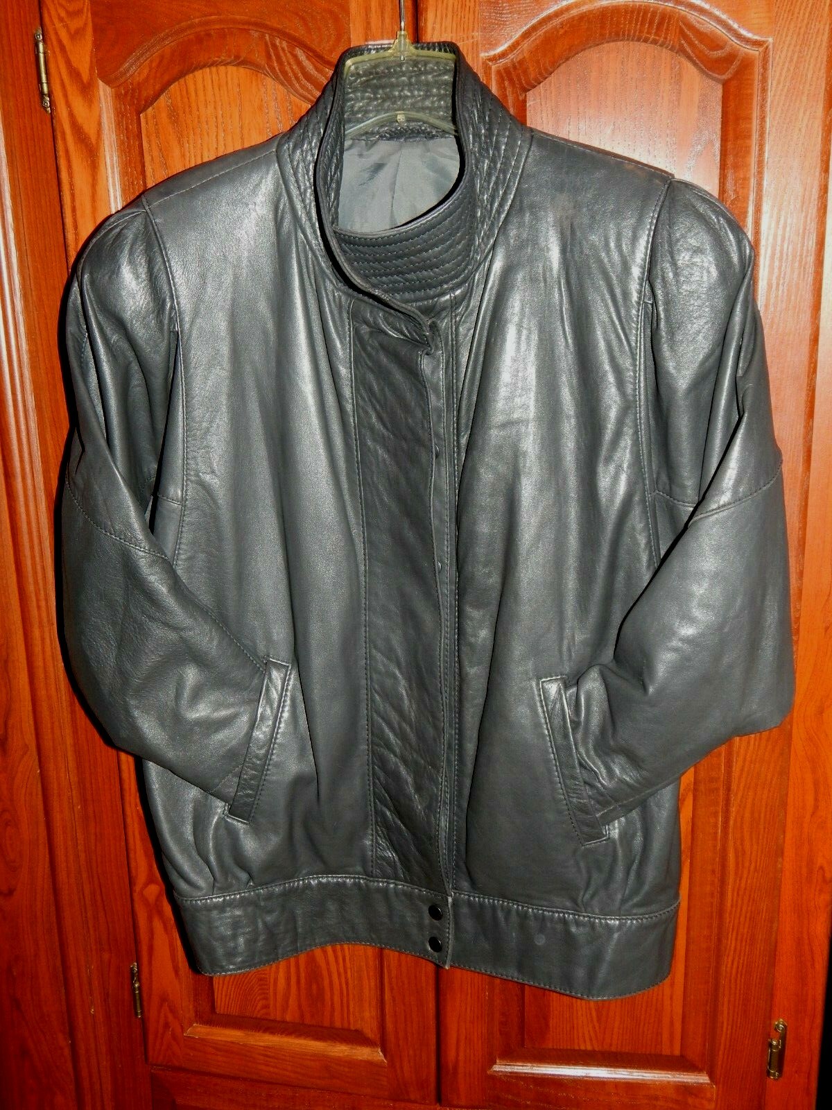 VTG 80’s Women’s M Macalisters Gray Lambskin Leather Jacket New Zealand Rock