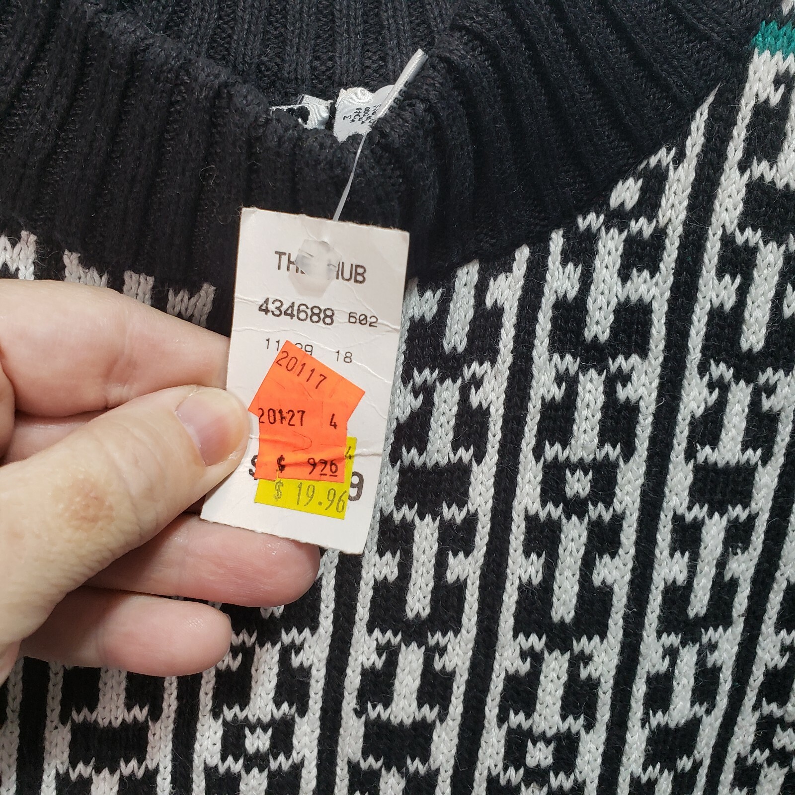 Vintage Deadstock NWT Knit Knit Black White Ramie Cotton Sweater Size Medium
