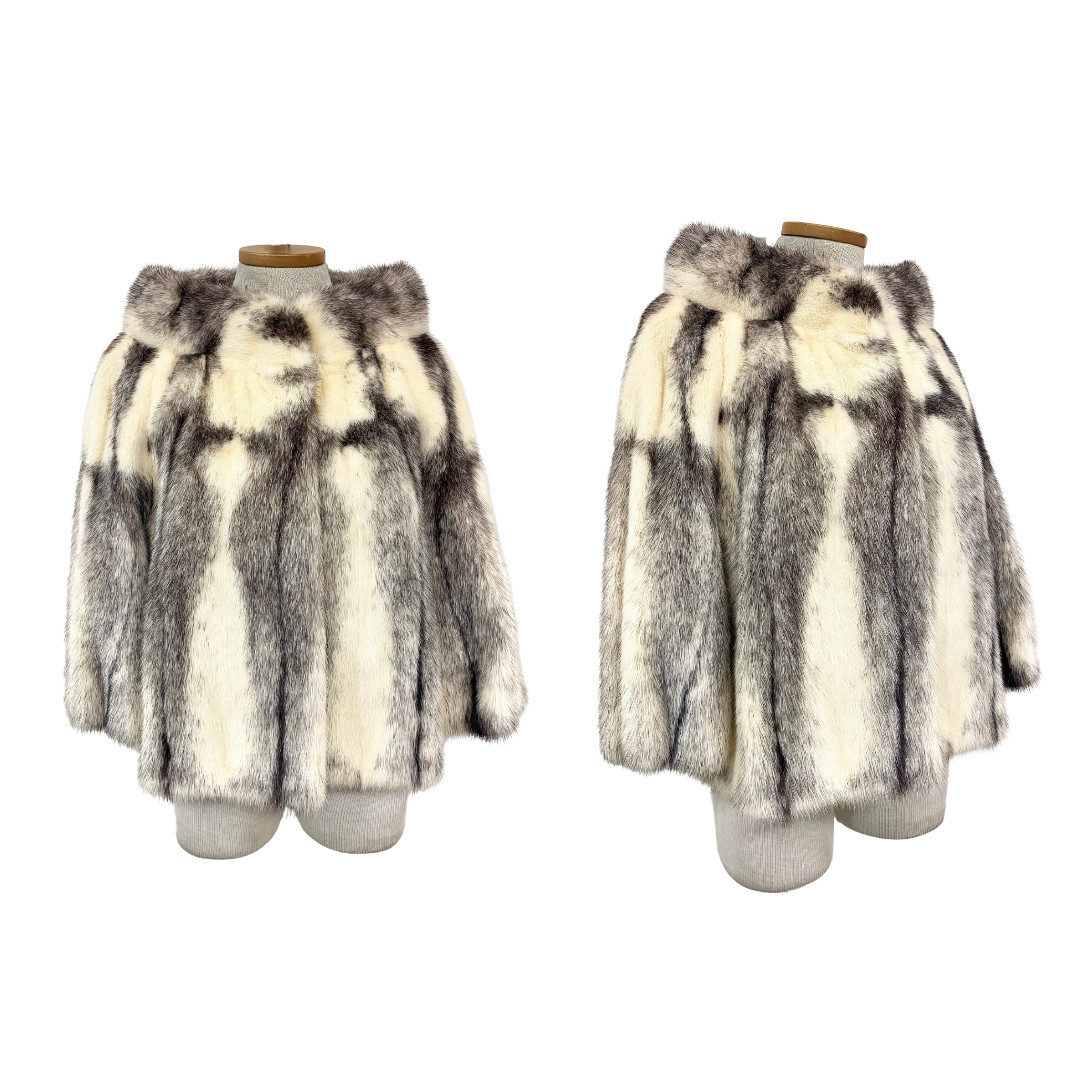 Vtg 50s 60s Oleg Cassini Old Hollywood Glamour Classic Peppered Mink Fur Coat
