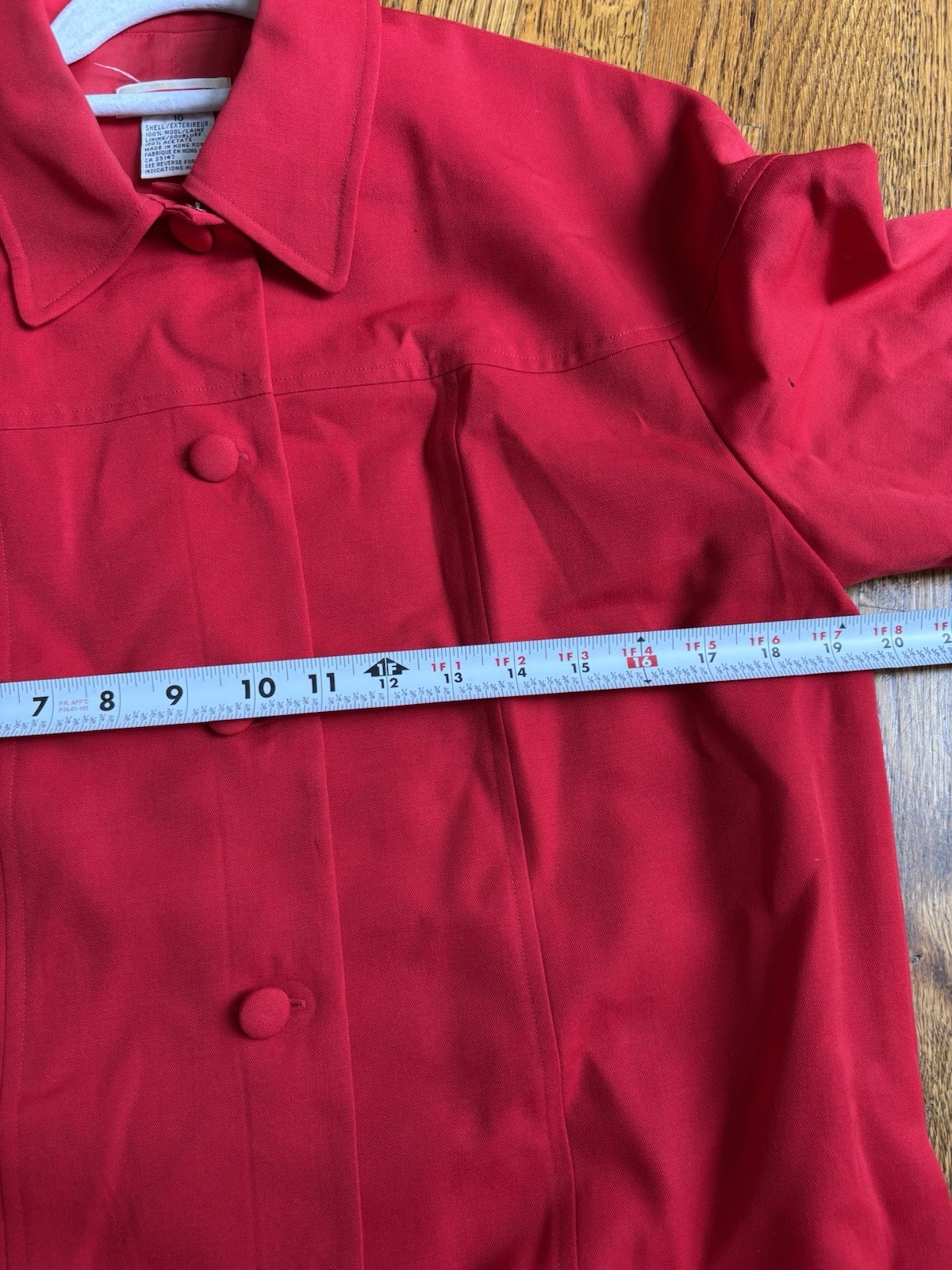 Vintage 1990s Wool Talbots Red Collared Midi Dress Long Sleeve Size 10